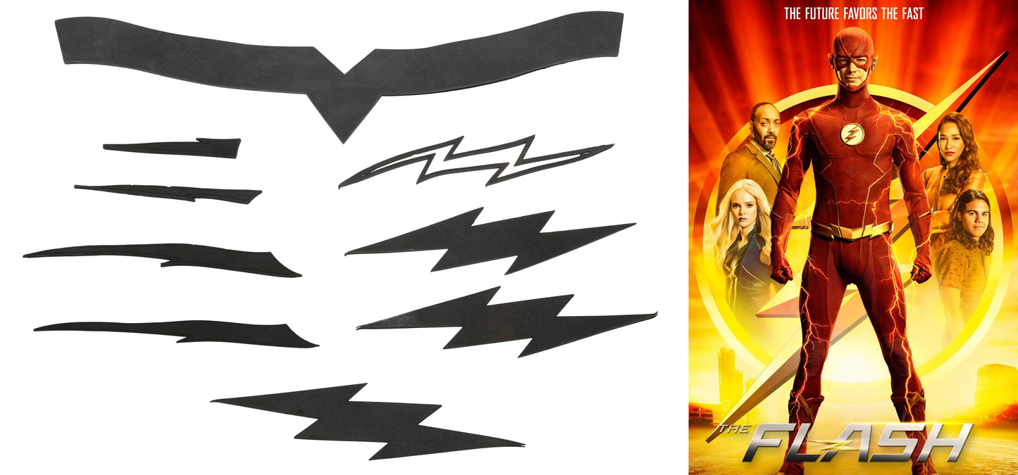 
                  
                    The Flash TV Show Grant Gustin Production Made Prototypes, Tests, and Patterns in Varying Styles of the Iconic Flash Lightning Bolt Glyphs - 2014
                  
                