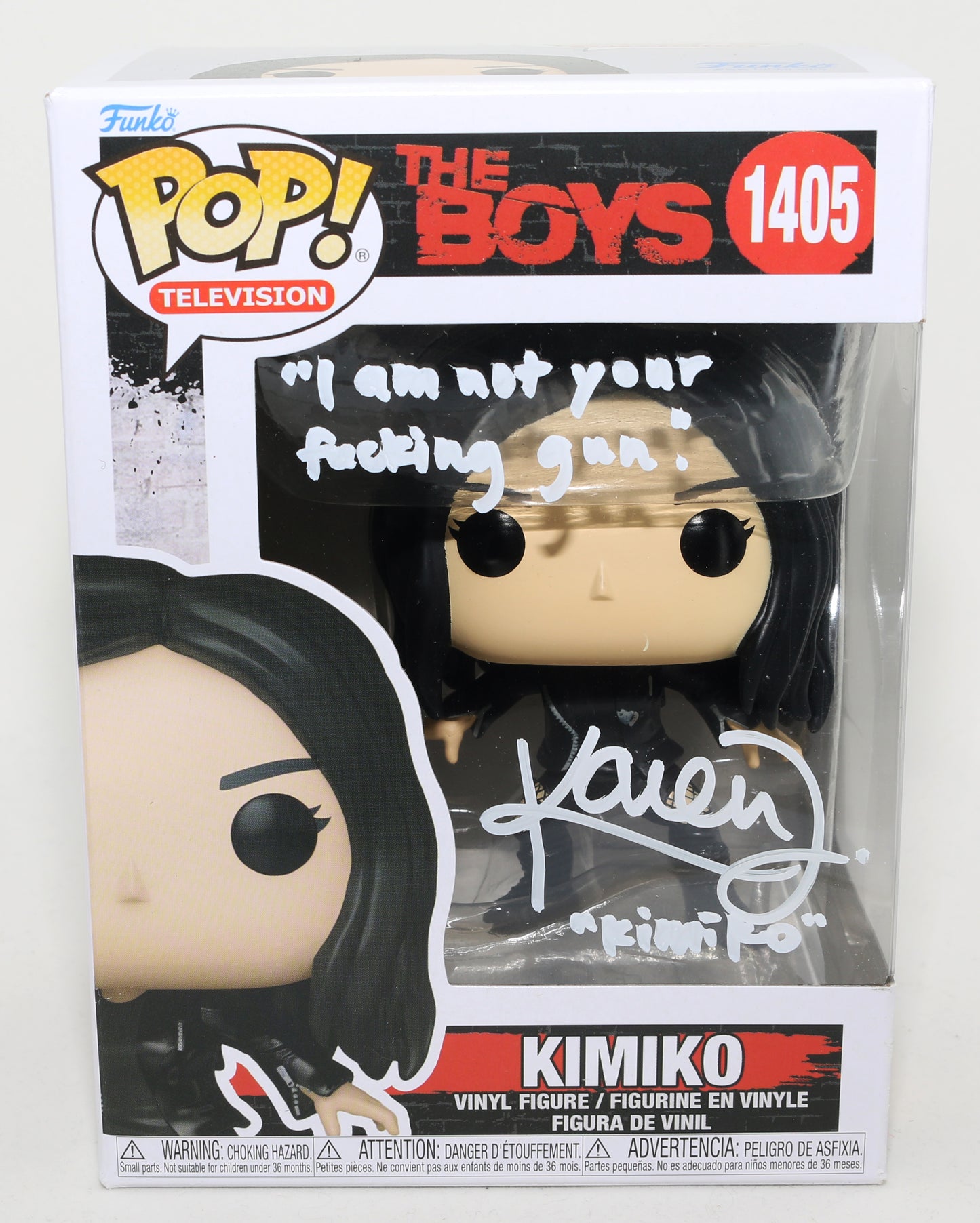 
                  
                    Karen Fukuhara as Kimiko Miyashiro / The Female in The Boys Signed Funko POP! #1405 with Character Name and Quote
                  
                