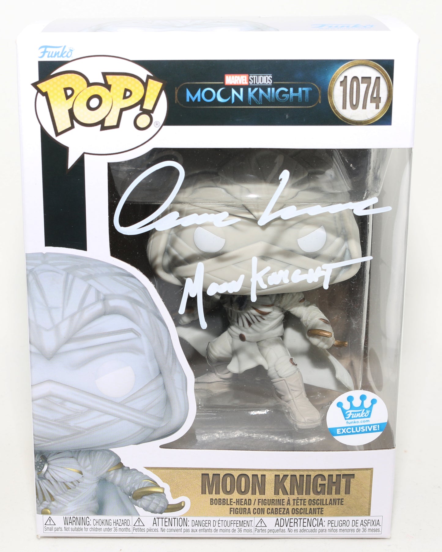 
                  
                    Oscar Isaac as Moon Knight in Moon Knight Funko Exclusive (JSA) Signed Funko POP! #1074 with Character Name
                  
                