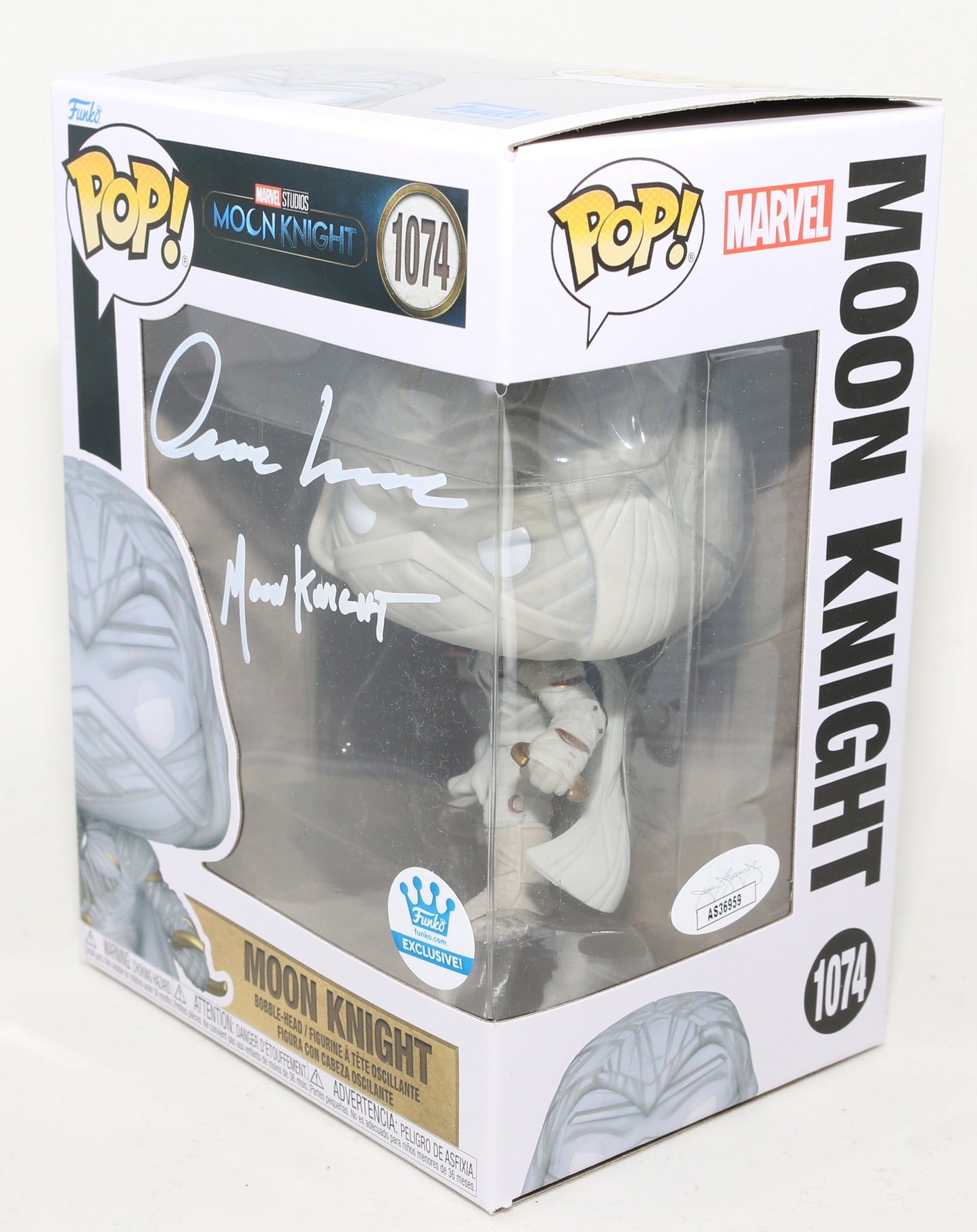 
                  
                    Oscar Isaac as Moon Knight in Moon Knight Funko Exclusive (JSA) Signed Funko POP! #1074 with Character Name
                  
                