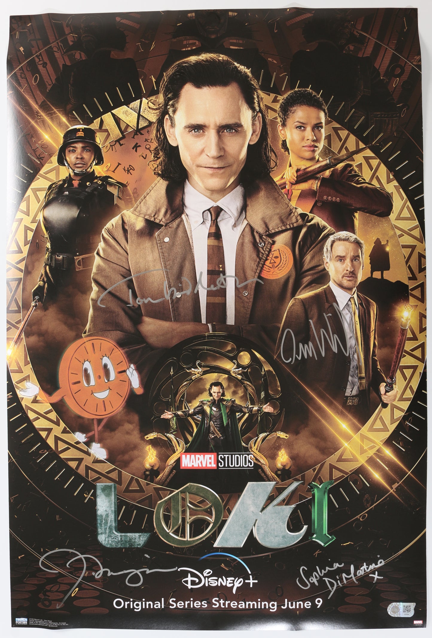
                  
                    Loki 22x33.5 Poster (SWAU) Cast Signed by Tom Hiddleston, Owen Wilson, Sophia Di Martino, & Jonathan Majors
                  
                