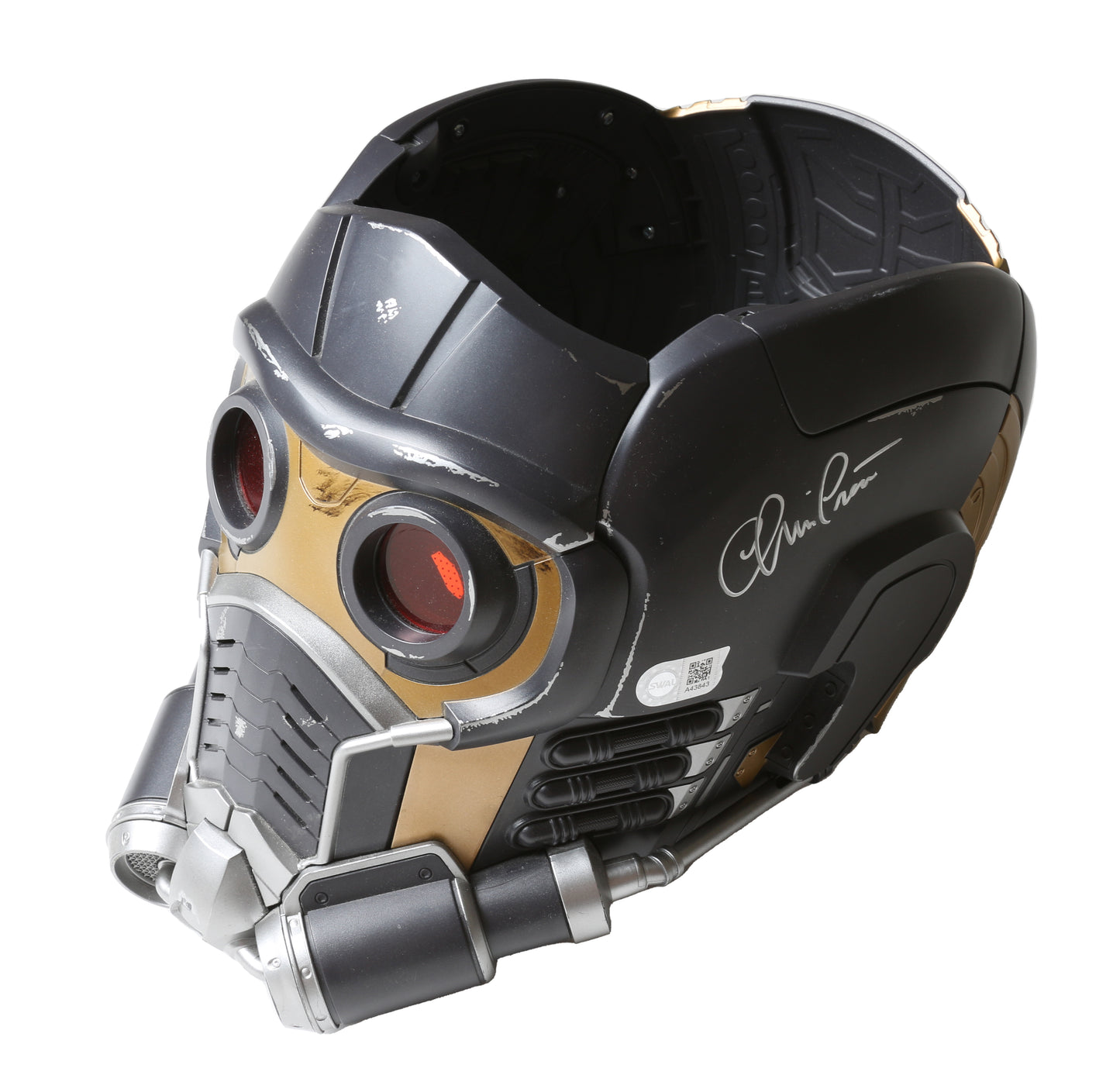 
                  
                    Chris Pratt as Star-Lord in Guardians of the Galaxy (SWAU) Signed Hasbro Legends Series Helmet
                  
                