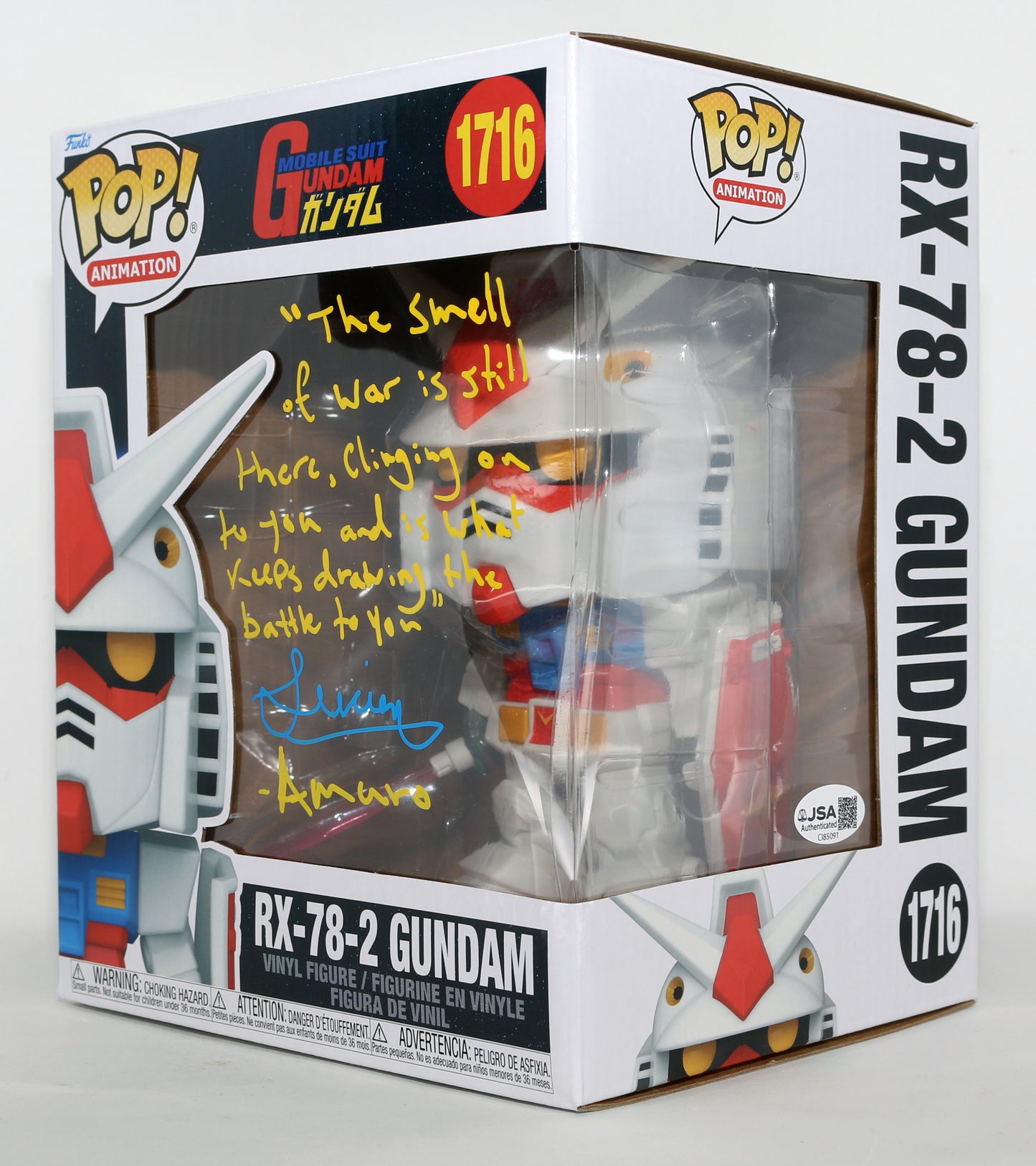 
                  
                    Lucien Dodge as Amuro Ray in Mobile Suit Gundam: The Origin (JSA) Signed Oversized Funko POP! #1716 with Character Name & Quote
                  
                