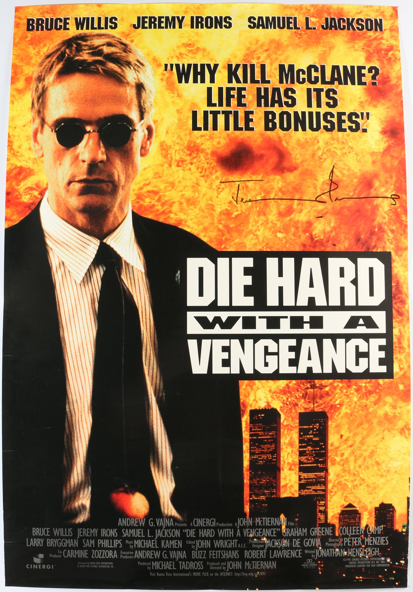 
                  
                    Jeremy Irons as Simon Peter-Gruber in Die Hard with a Vengeance Signed 27x40 Poster
                  
                