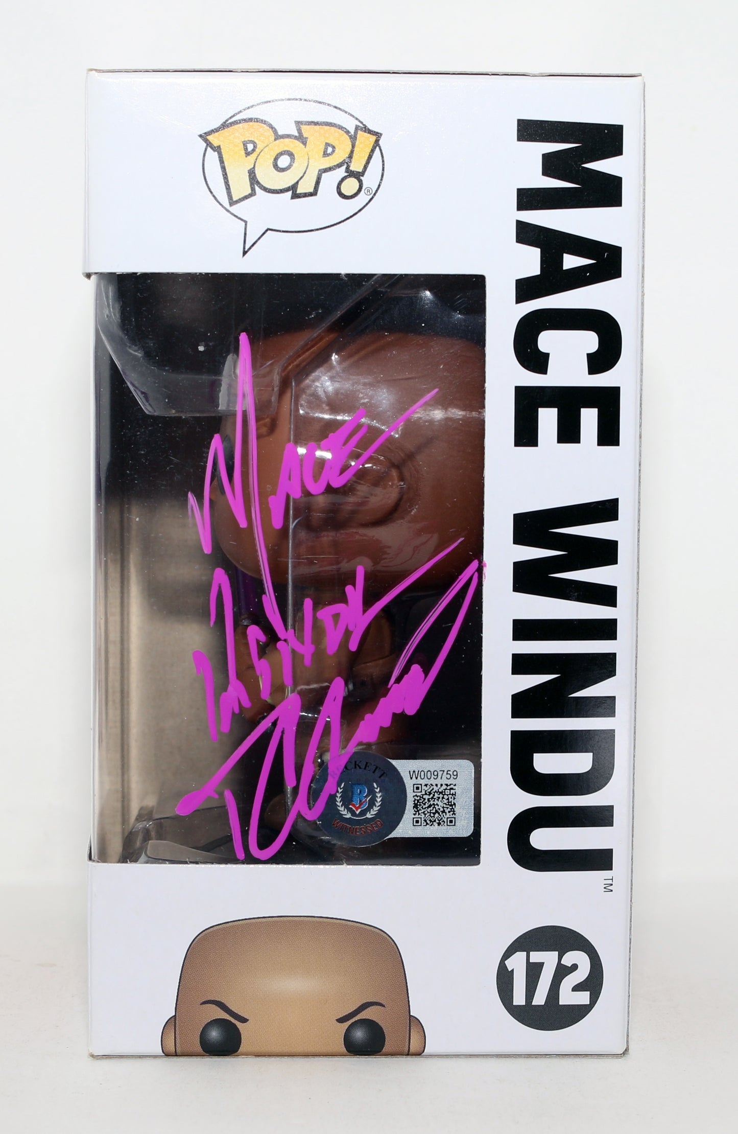 
                  
                    Samuel L. Jackson & T.C. Carson as Mace Windu in Star Wars (Beckett) Signed Funko POP! #172 with Character Name
                  
                