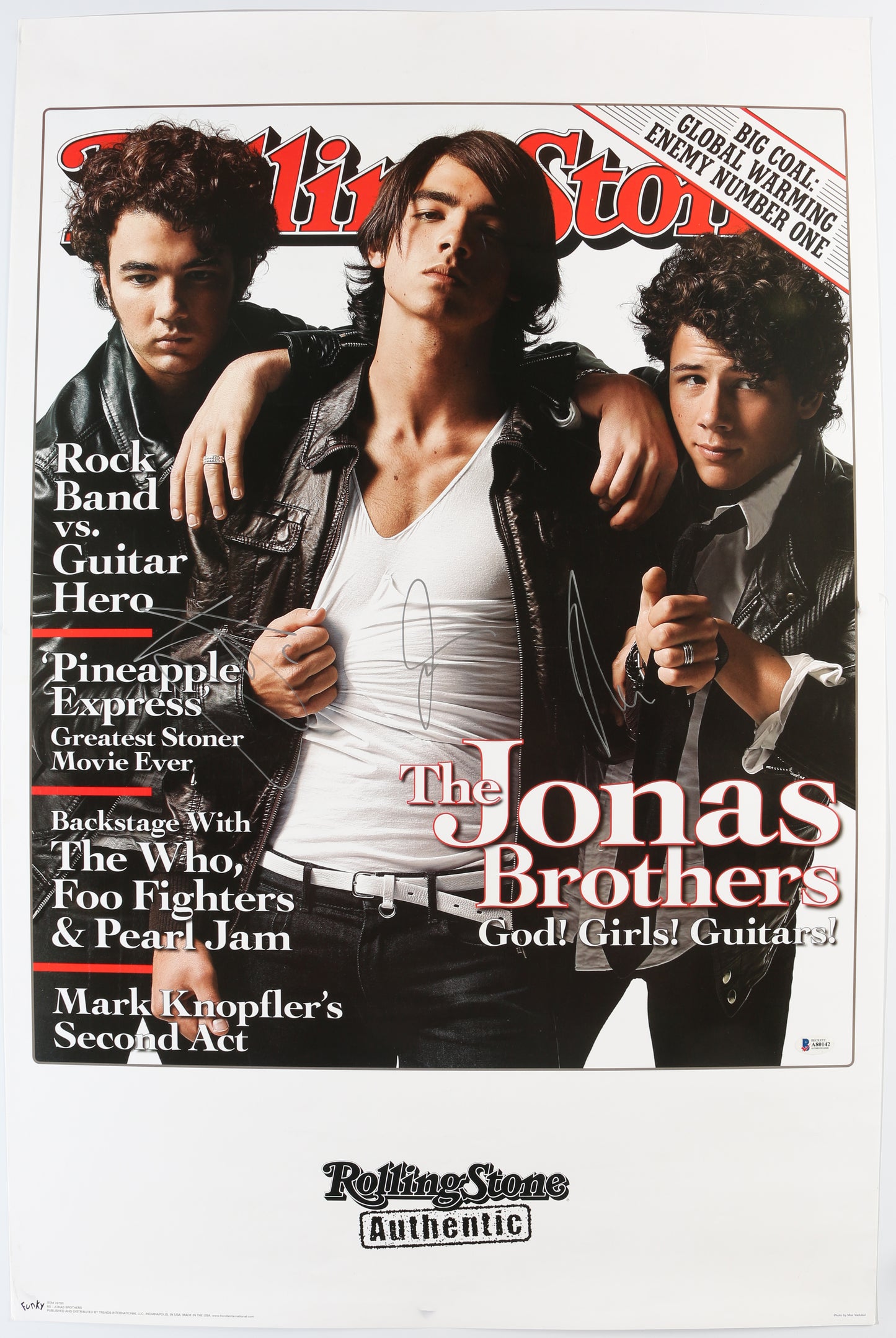 
                  
                    Jonas Brothers (Beckett) 22x34 Poster Signed by Joe Jonas, Nick Jonas, & Kevin Jonas
                  
                