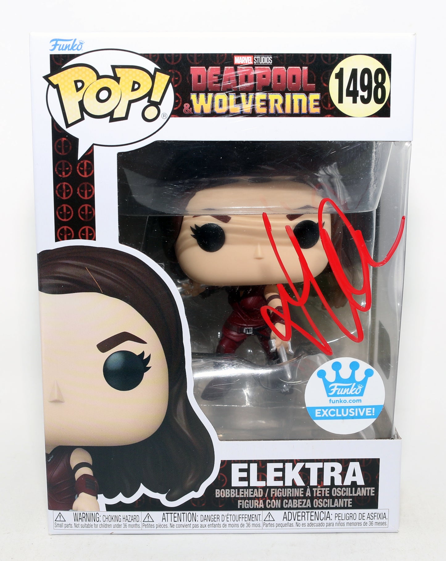 
                  
                    Jennifer Garner as Elektra Natchios in Deadpool & Wolverine Funko Store Exclusive (SWAU) Signed Funko POP! #1498
                  
                