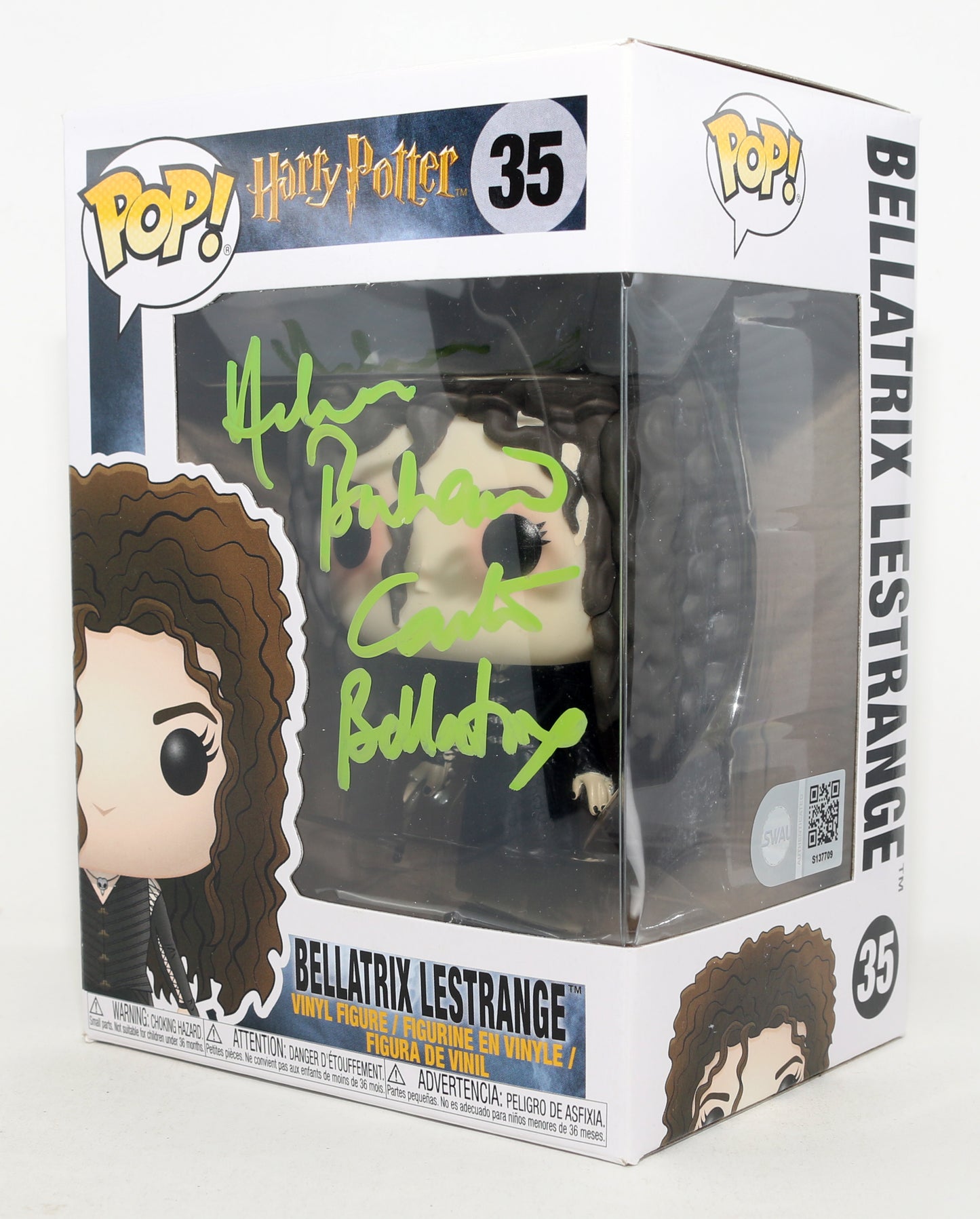 
                  
                    Helena Bonham Carter as Bellatrix LeStrange in Harry Potter (SWAU) Signed Funko POP! #35 with Character Name
                  
                