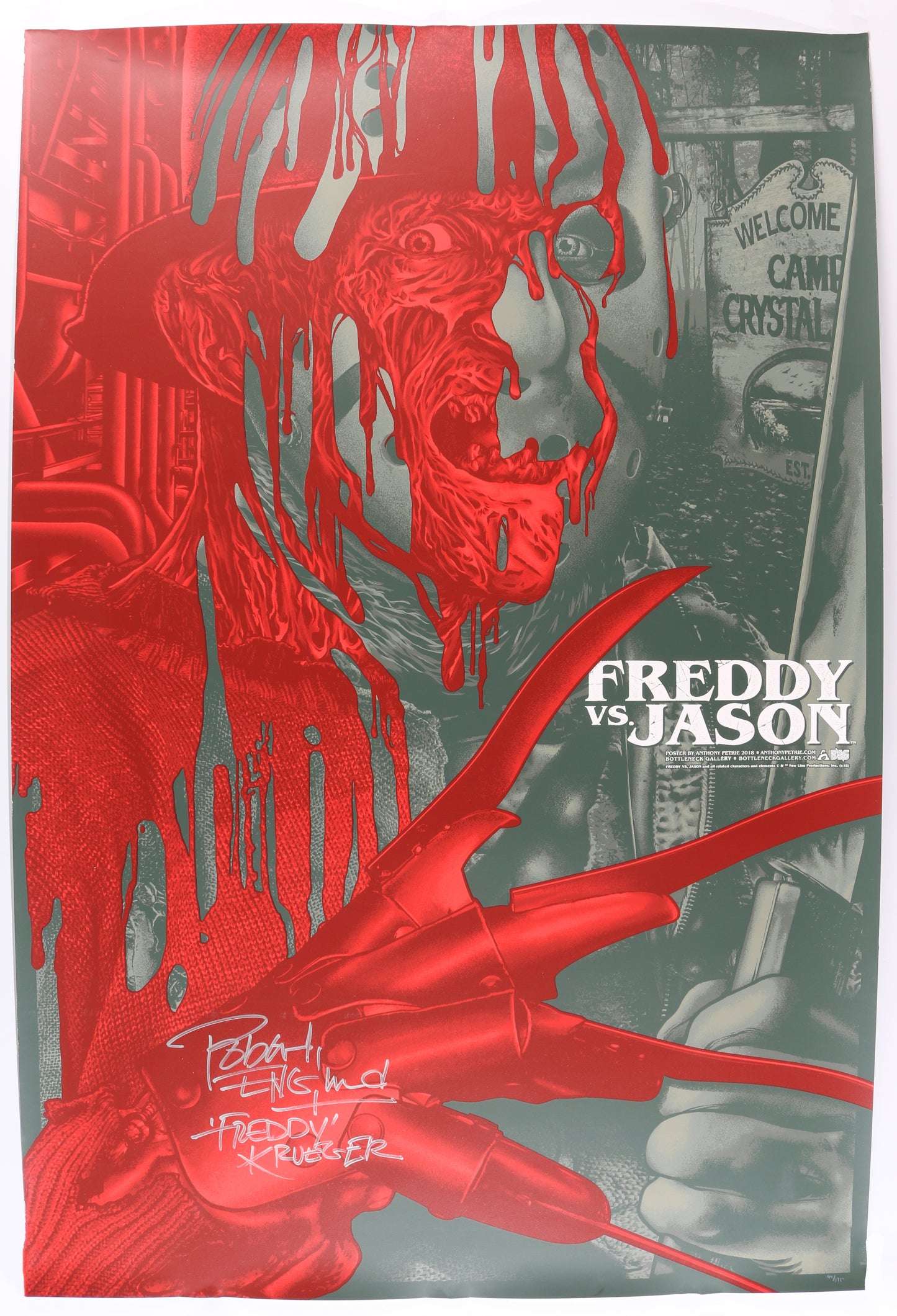 
                  
                    Robert Englund as Freddy Krueger in Freddy vs Jason Signed 24x36 Poster with Character Name
                  
                
