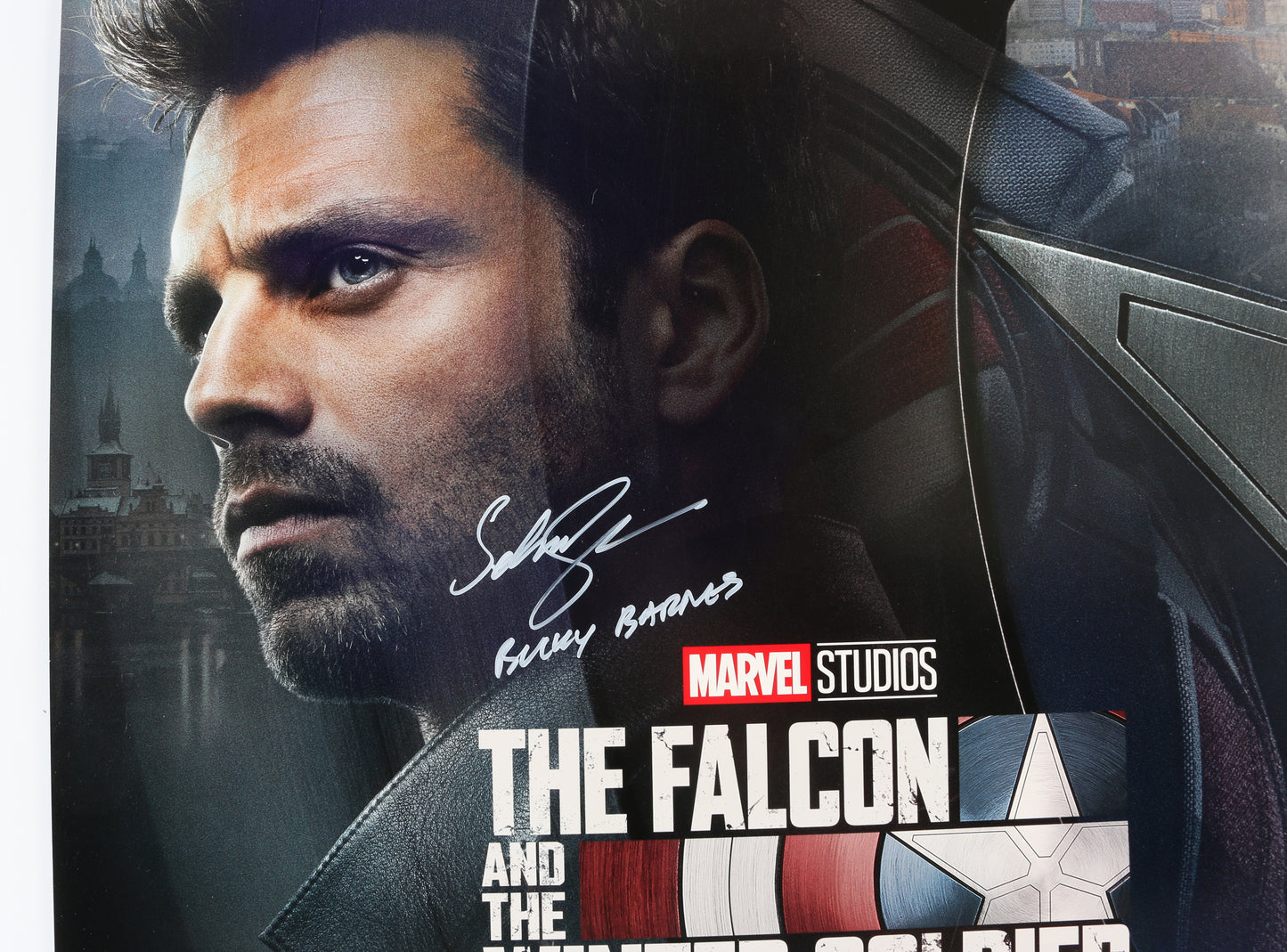 
                  
                    Sebastian Stan as Bucky Barnes / Winter Soldier in The Falcon & the Winter Soldier Signed 27x40 Poster with Character Name
                  
                