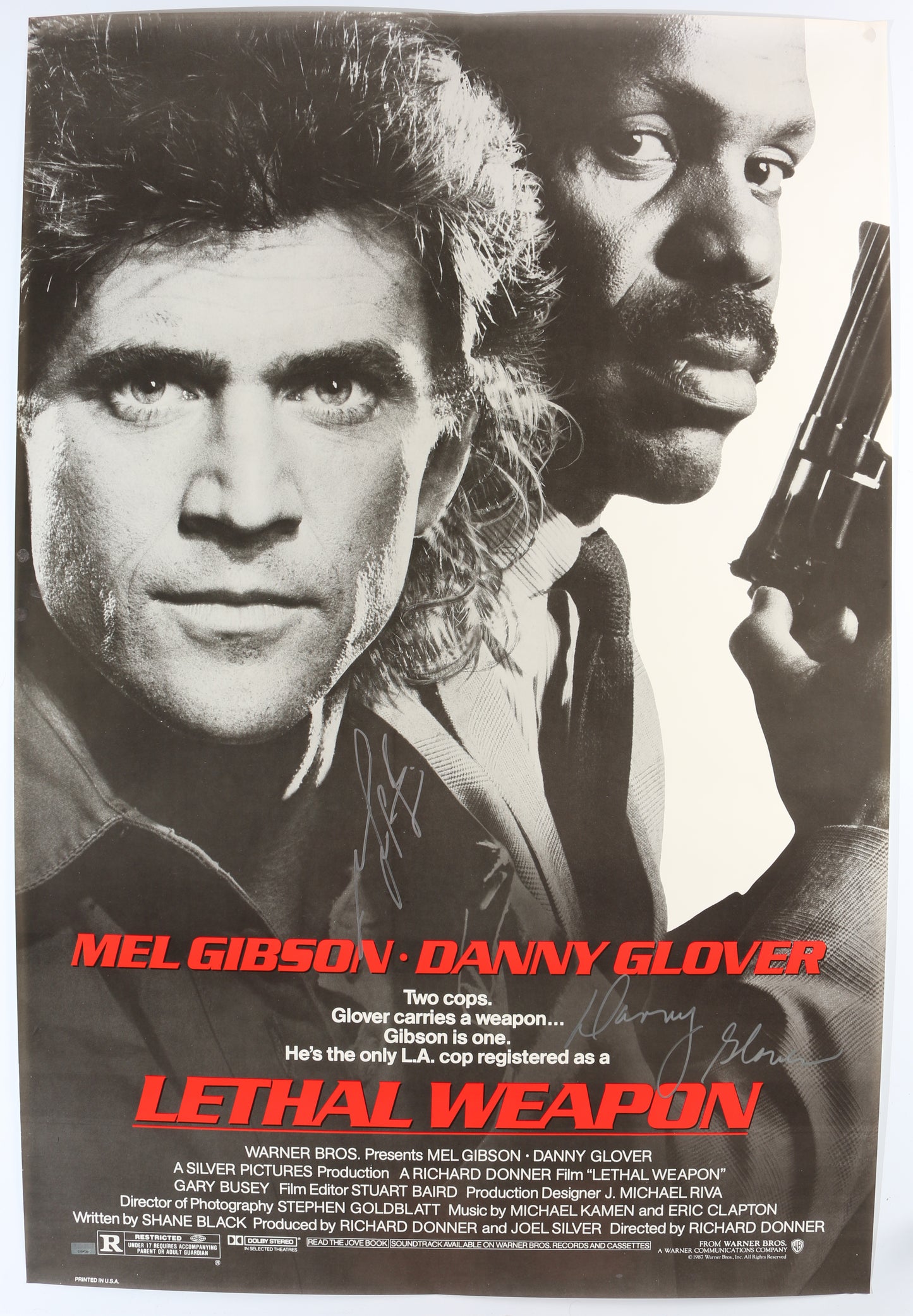 
                  
                    Mel Gibson as Martin Riggs & Danny Glover as Roger Murtaugh in Lethal Weapon (Celebrity Authentics) Signed 27x40 Poster
                  
                