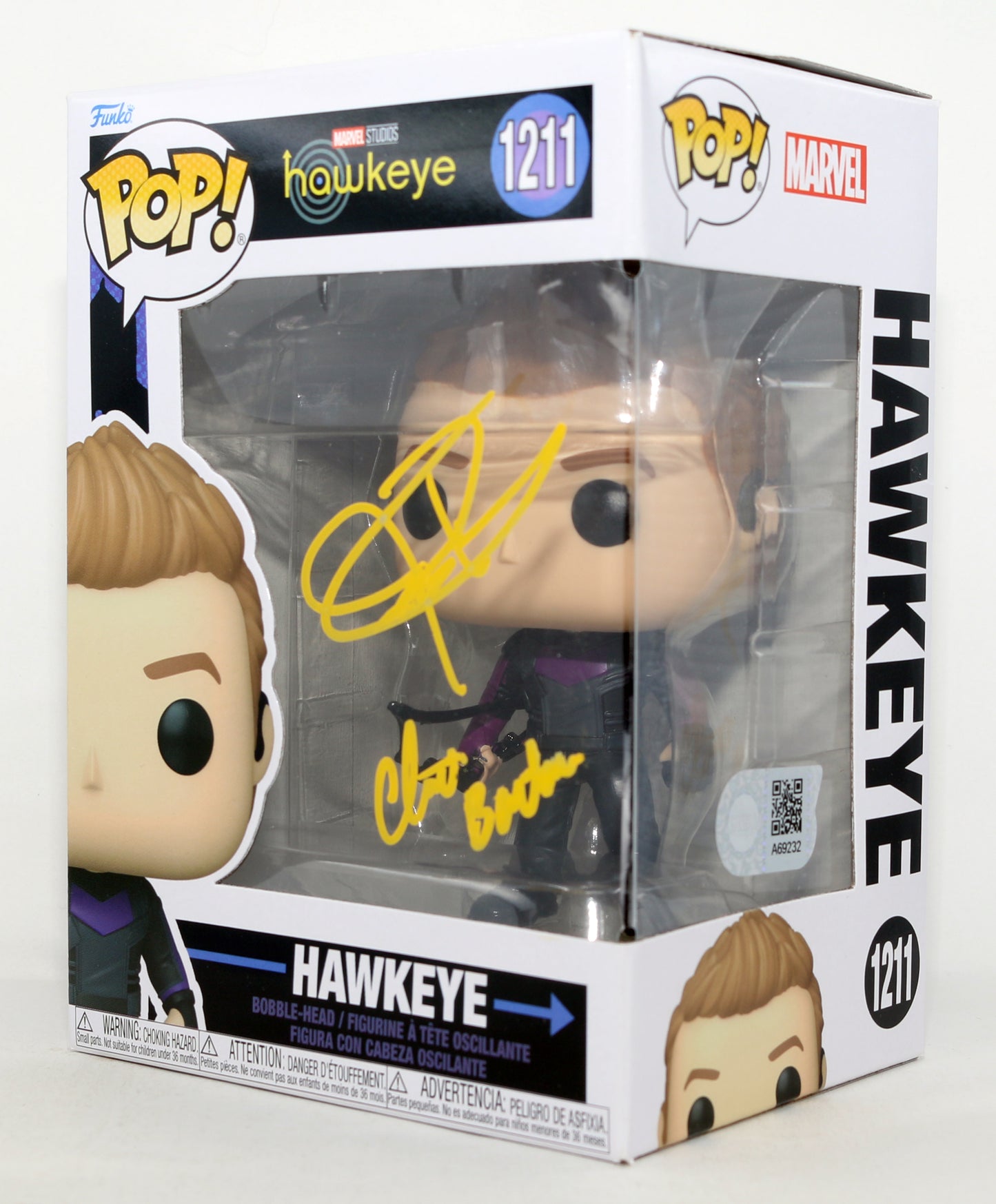
                  
                    Jeremy Renner as Hawkeye in Hawkeye (SWAU) Signed Funko POP! #1211 with Character Name
                  
                