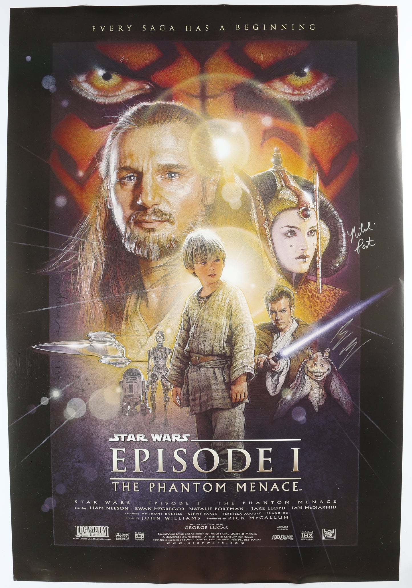 
                  
                    Natalie Portman as Padme / Queen Amidala & Ewan McGregor as Obi-Wan Kenobi in Star Wars Episode I: The Phantom Menace (SWAU) Signed 27x40 Poster
                  
                