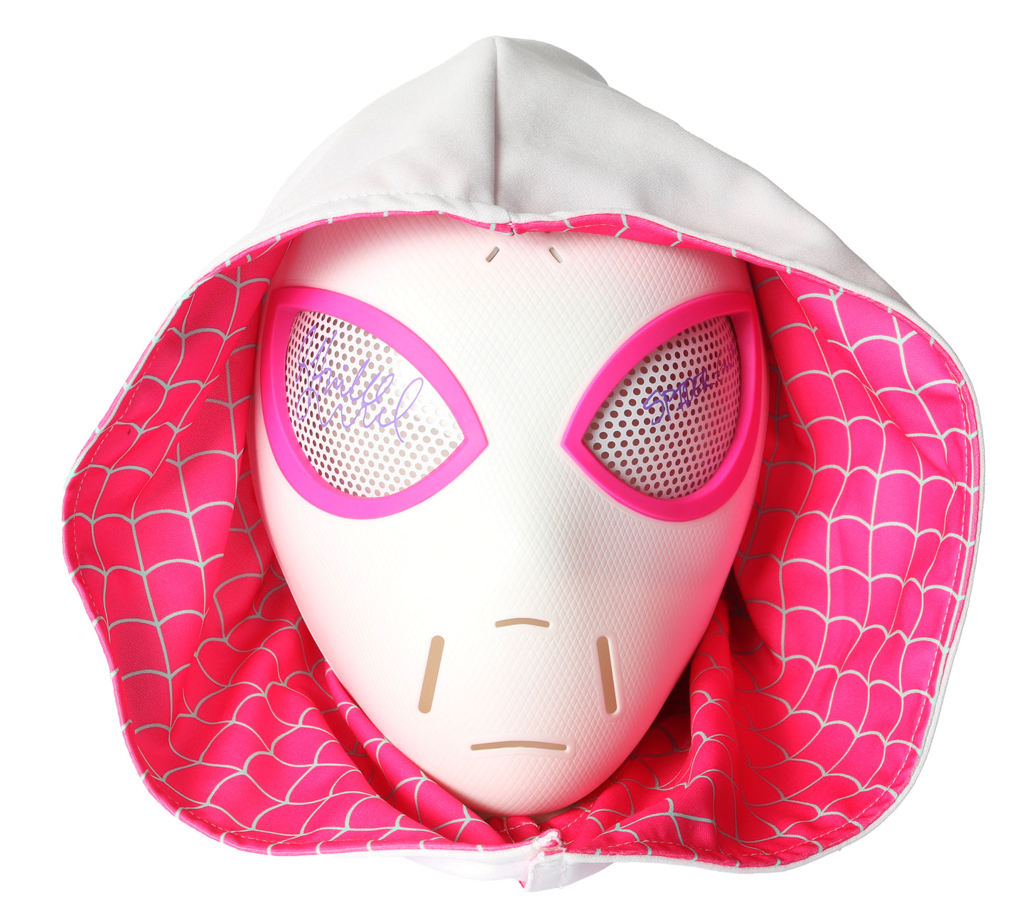 
                  
                    Hailee Steinfeld as Spider-Gwen Stacy in Spider-Man: Into the Spider-Verse Signed Prop Replica Electronic Mask with Character Name
                  
                