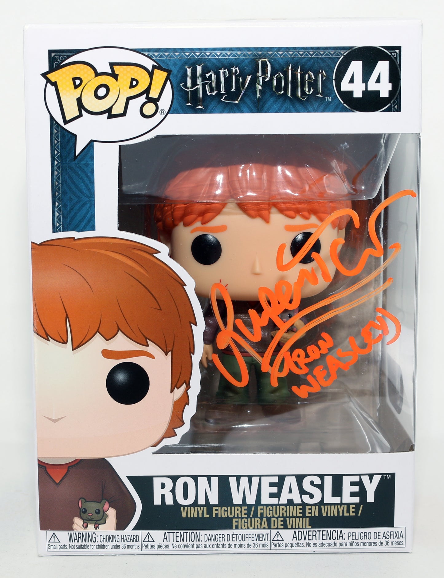 
                  
                    Rupert Grint as Ron Weasley in Harry Potter (SWAU) Signed Funko POP! #44 with Character Name
                  
                