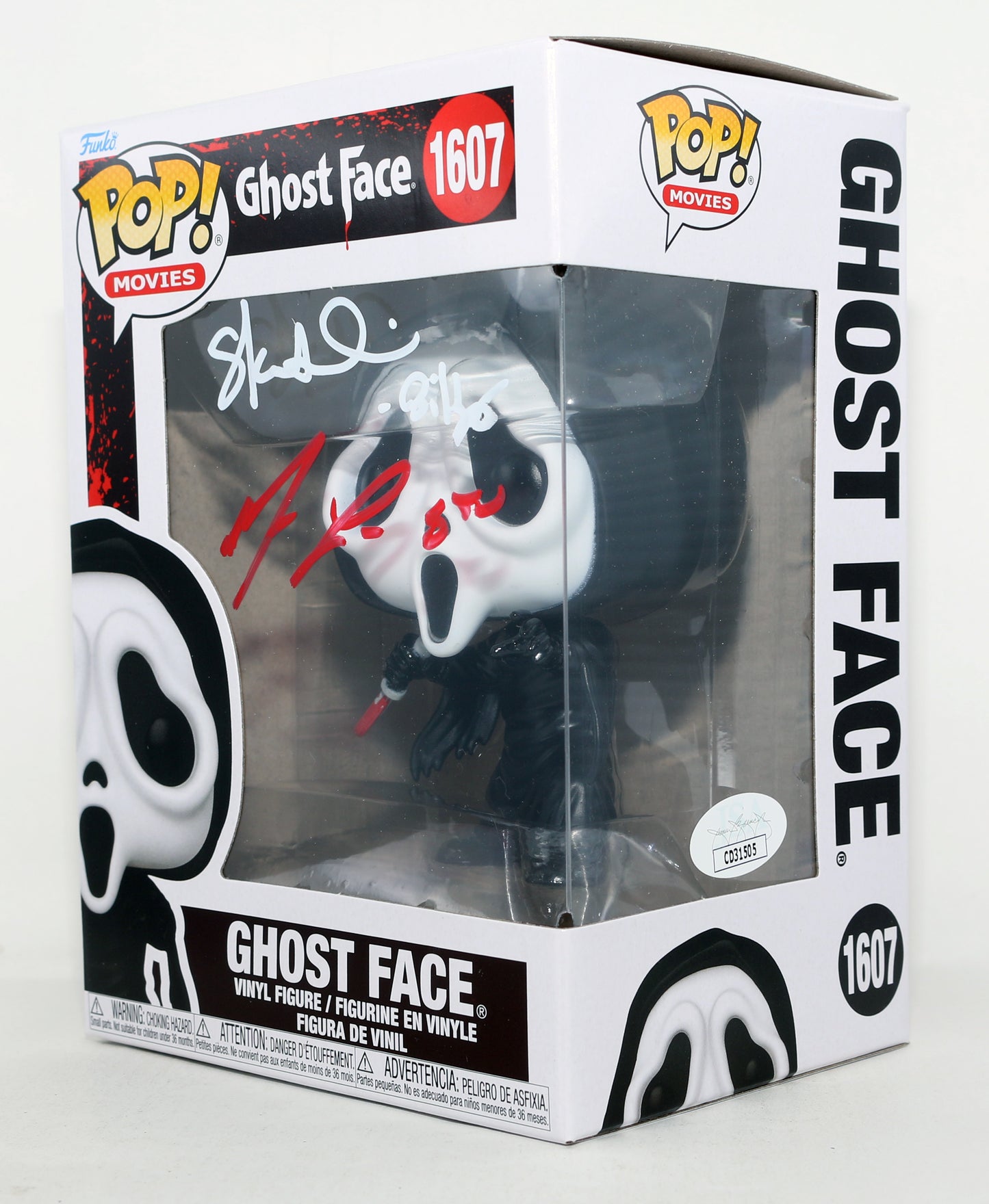 
                  
                    Skeet Ulrich as Billy Loomis & Matthew Lillard as Stu Macher in Scream (JSA) Signed Funko POP! #1607 with Character Names
                  
                