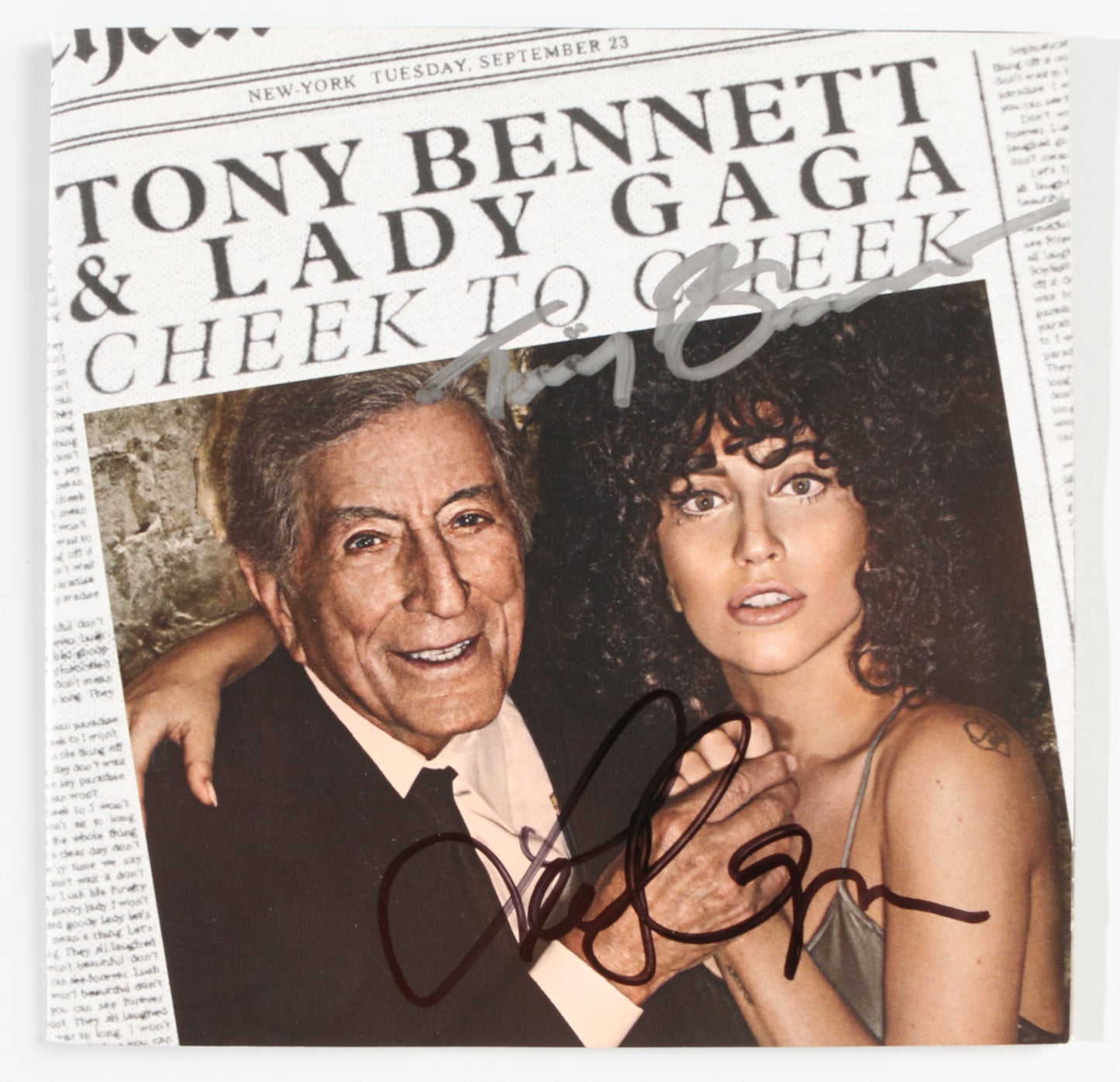 
                  
                    Cheek to Cheek CD Album Signed by Lady Gaga & Tony Bennett
                  
                