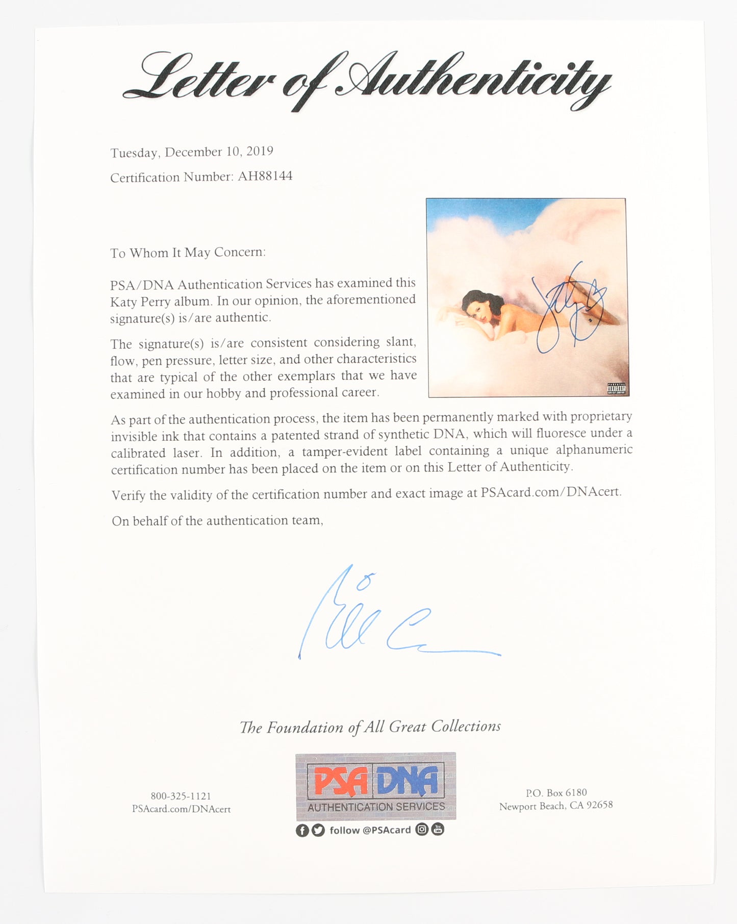 
                  
                    Katy Perry: Teenage Dream 12" Vinyl LP Record (PSA) Signed by Katy Perry
                  
                