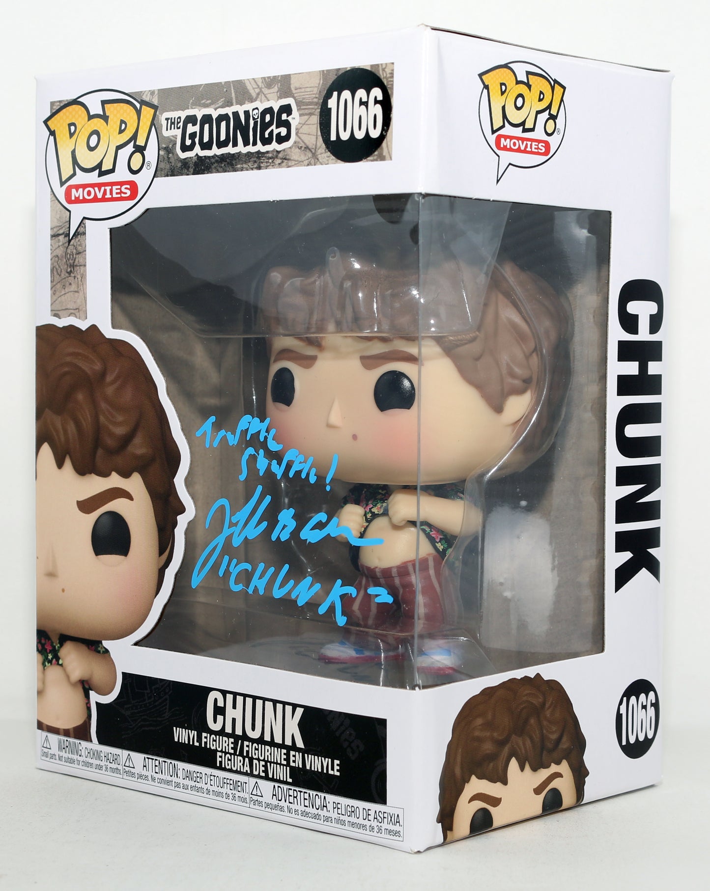 
                  
                    Jeff Cohen as Chunk in The Goonies Signed Funko POP! #1066 with Character Name & Quote
                  
                