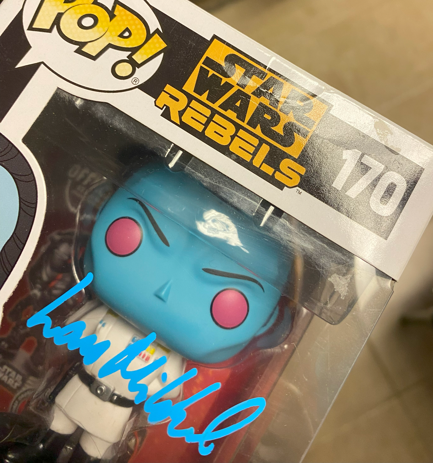 
                  
                    Lars Mikkelsen as Grand Admiral Thrawn in Star Wars: Rebels 2017 Galactic Convention Exclusive (SWAU) Signed Funko POP! #170
                  
                