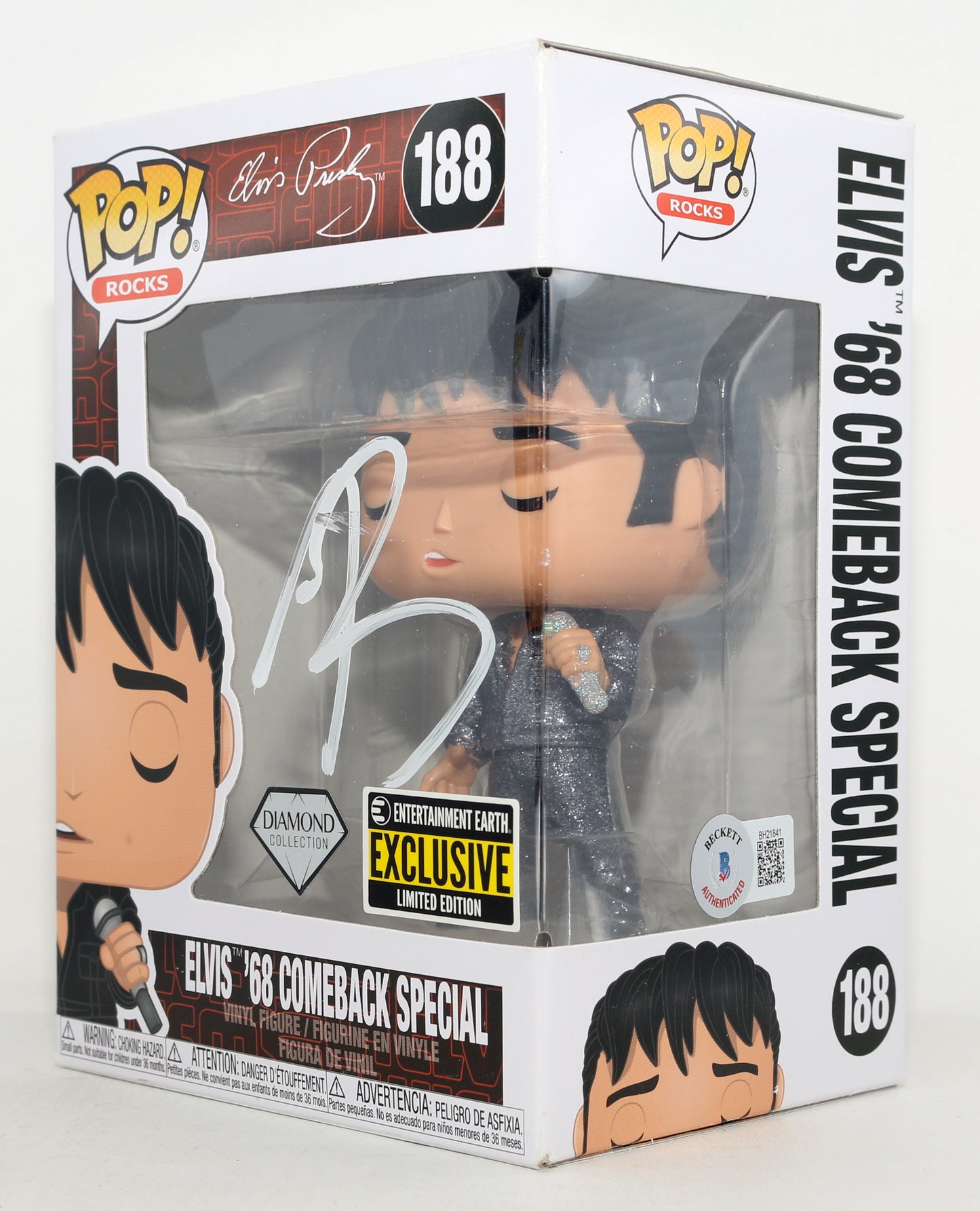 
                  
                    Austin Butler as Elvis Presley in Baz Luhrmann's Elvis Diamond Collection Entertainment Earth Exclusive Limited Edition (Beckett) Signed Funko POP! #188
                  
                
