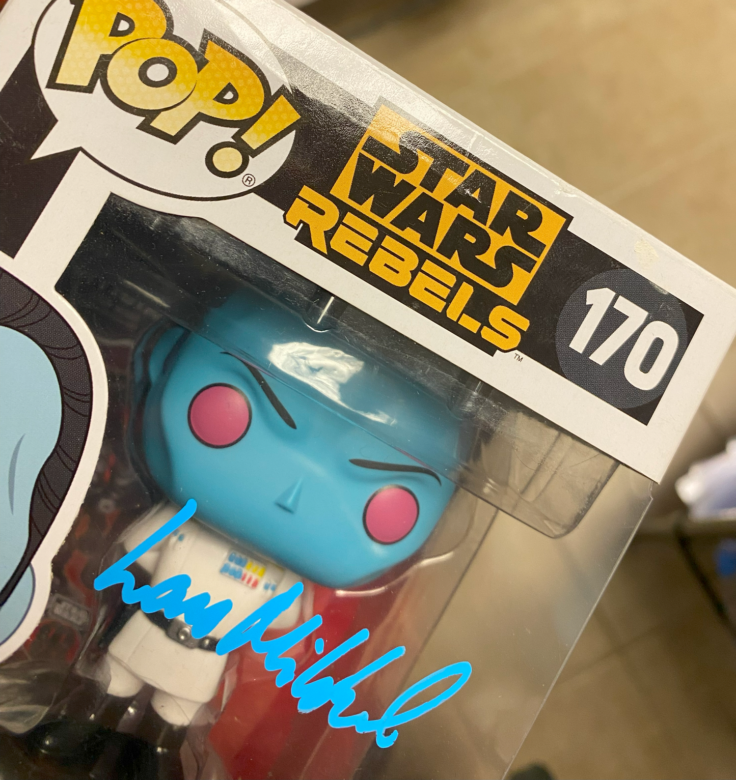 
                  
                    Lars Mikkelsen as Grand Admiral Thrawn in Star Wars: Rebels 2017 Galactic Convention Exclusive (SWAU) Signed Funko POP! #170
                  
                