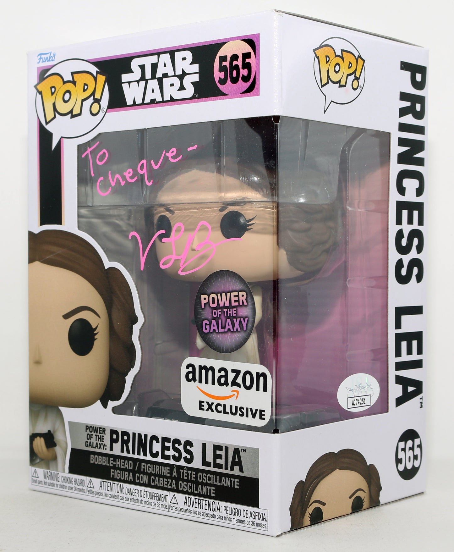 
                  
                    Vivien Lyra Blair as Princess Leia in Star Wars: Obi-Wan Kenobi Power of the Galaxy Amazon Exclusive (JSA) Signed Funko POP! #565
                  
                