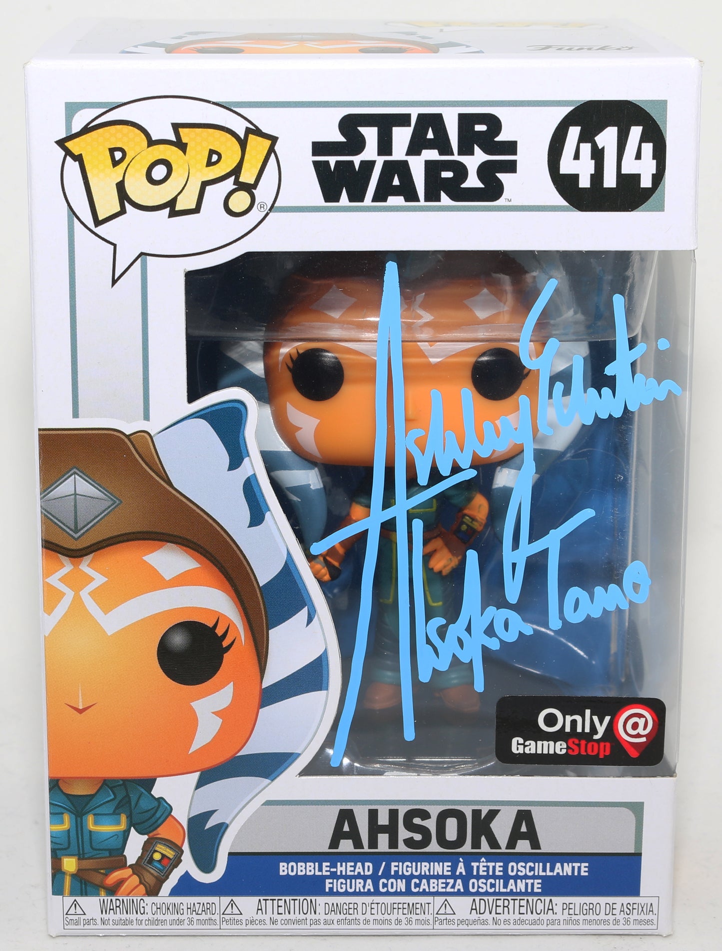 
                  
                    Ashley Eckstein as Ahsoka Tano in Star Wars: The Clone Wars GameStop Exclusive (JSA) Signed Funko POP! #414 with Character Name
                  
                