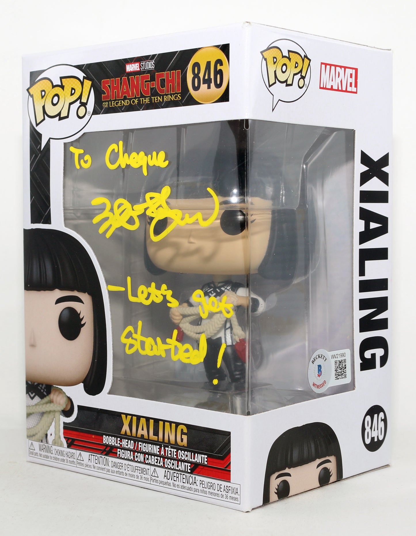 
                  
                    Meng'er Zhang as Xu Xialing in Shang-Chi & the Legend of the Ten Rings (Beckett Witnessed) Signed Funko POP! #846 with Quote
                  
                