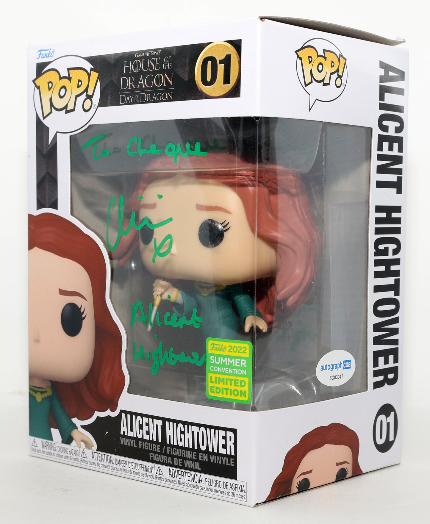 
                  
                    Olivia Cooke as Alicent Hightower in House of the Dragon Funko 2022 Summer Convention Limited Edition Signed Funko POP! #01 with Character Name
                  
                