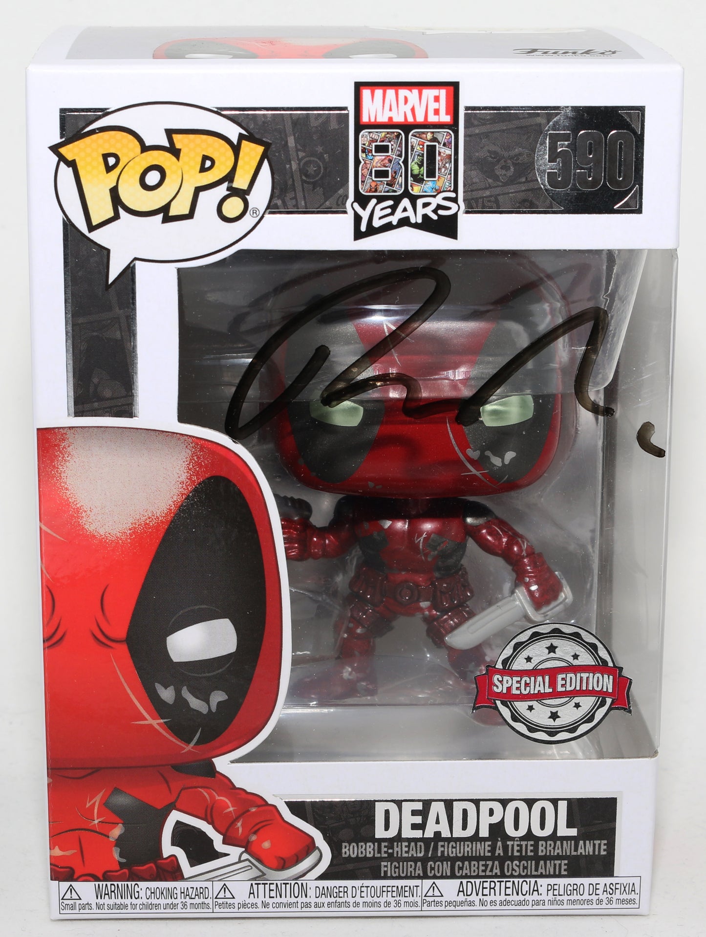 
                  
                    Ryan Reynolds as Deadpool Marvel 80 Years Special Edition Signed Funko POP! #590
                  
                