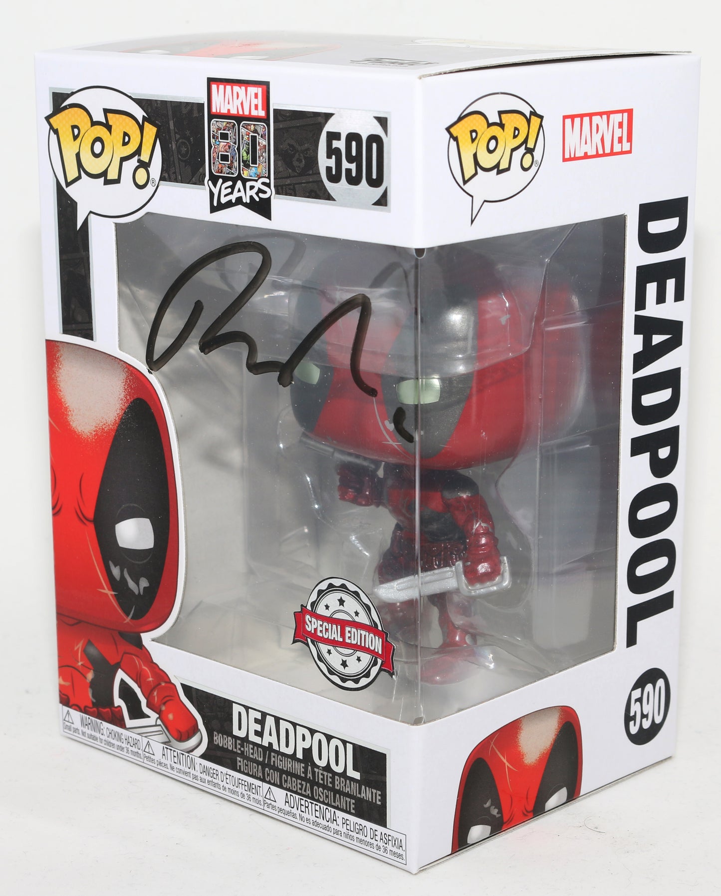 
                  
                    Ryan Reynolds as Deadpool Marvel 80 Years Special Edition Signed Funko POP! #590
                  
                