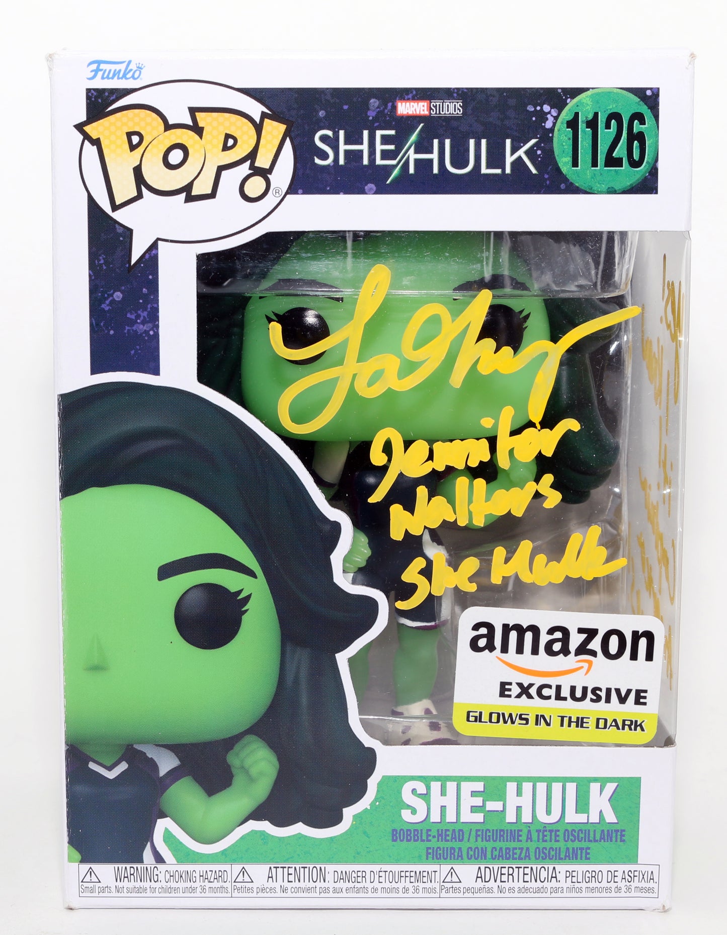 
                  
                    Tatiana Maslany as She-Hulk in She-Hulk GITD Amazon Exclusive Signed Funko POP! #1126 with Character Name & Quote
                  
                
