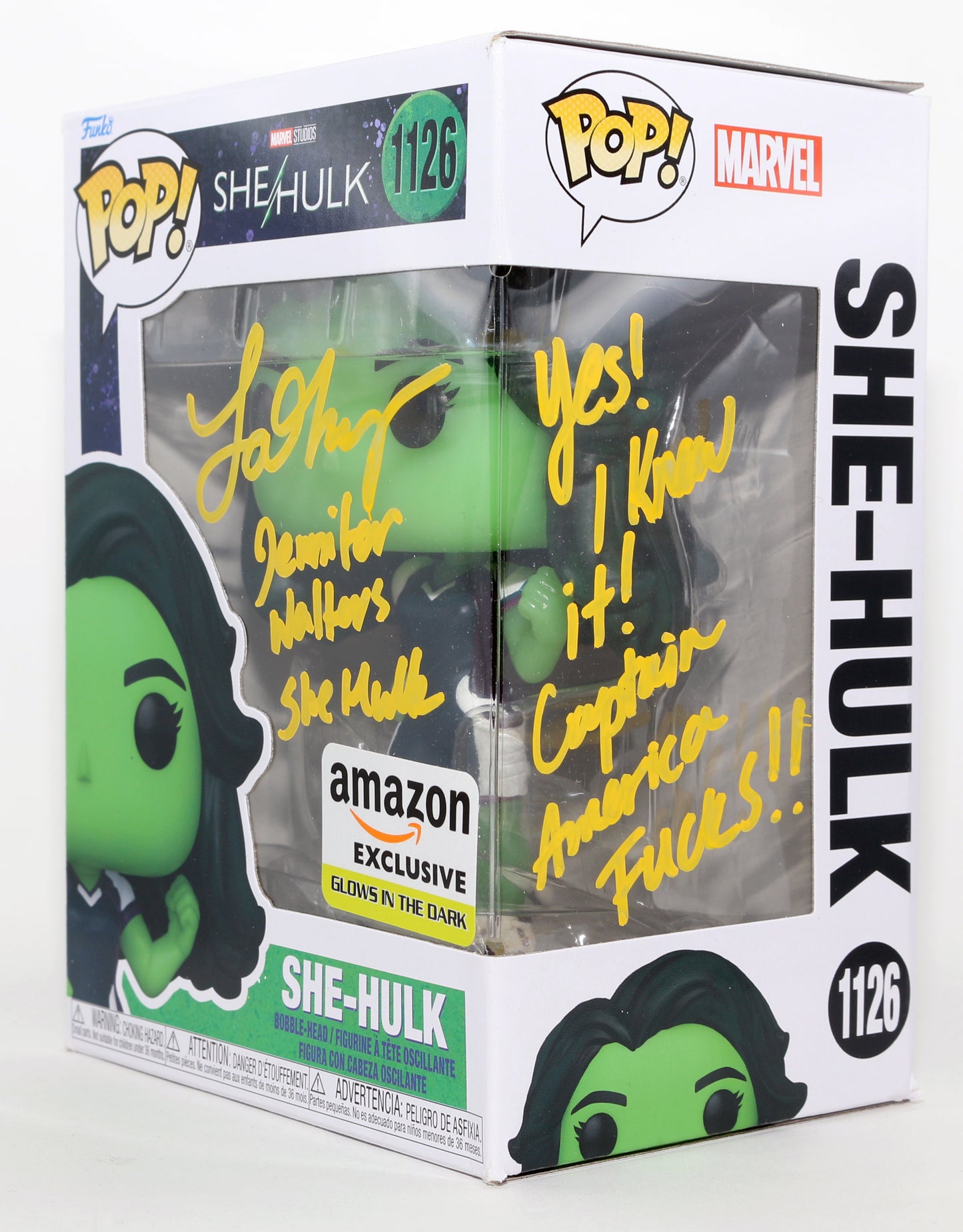 
                  
                    Tatiana Maslany as She-Hulk in She-Hulk GITD Amazon Exclusive Signed Funko POP! #1126 with Character Name & Quote
                  
                