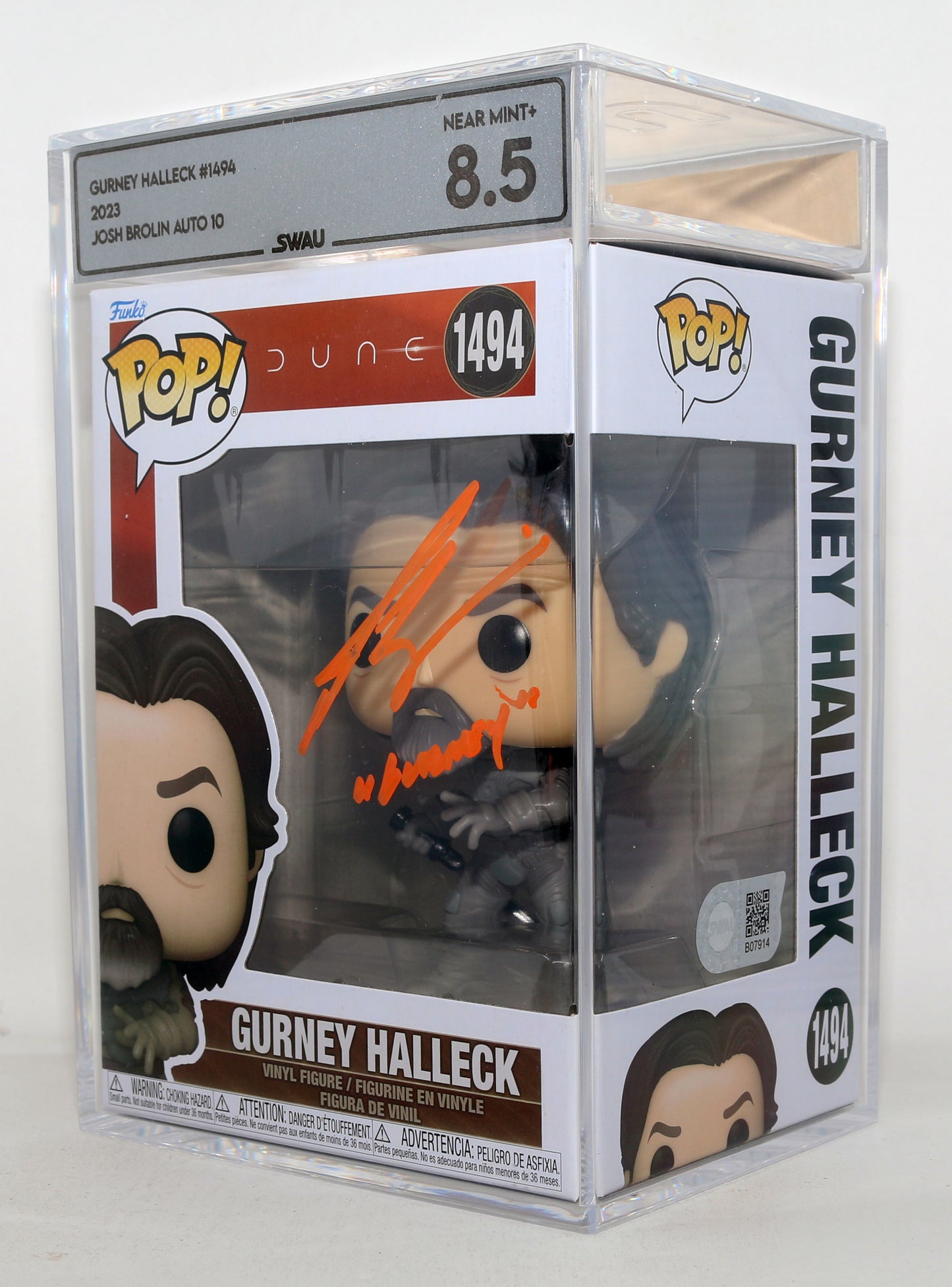 
                  
                    Josh Brolin as Gurney Halleck in Dune (SWAU Encapsulated 8.5 / Auto 10) Signed Funko POP! #1494
                  
                