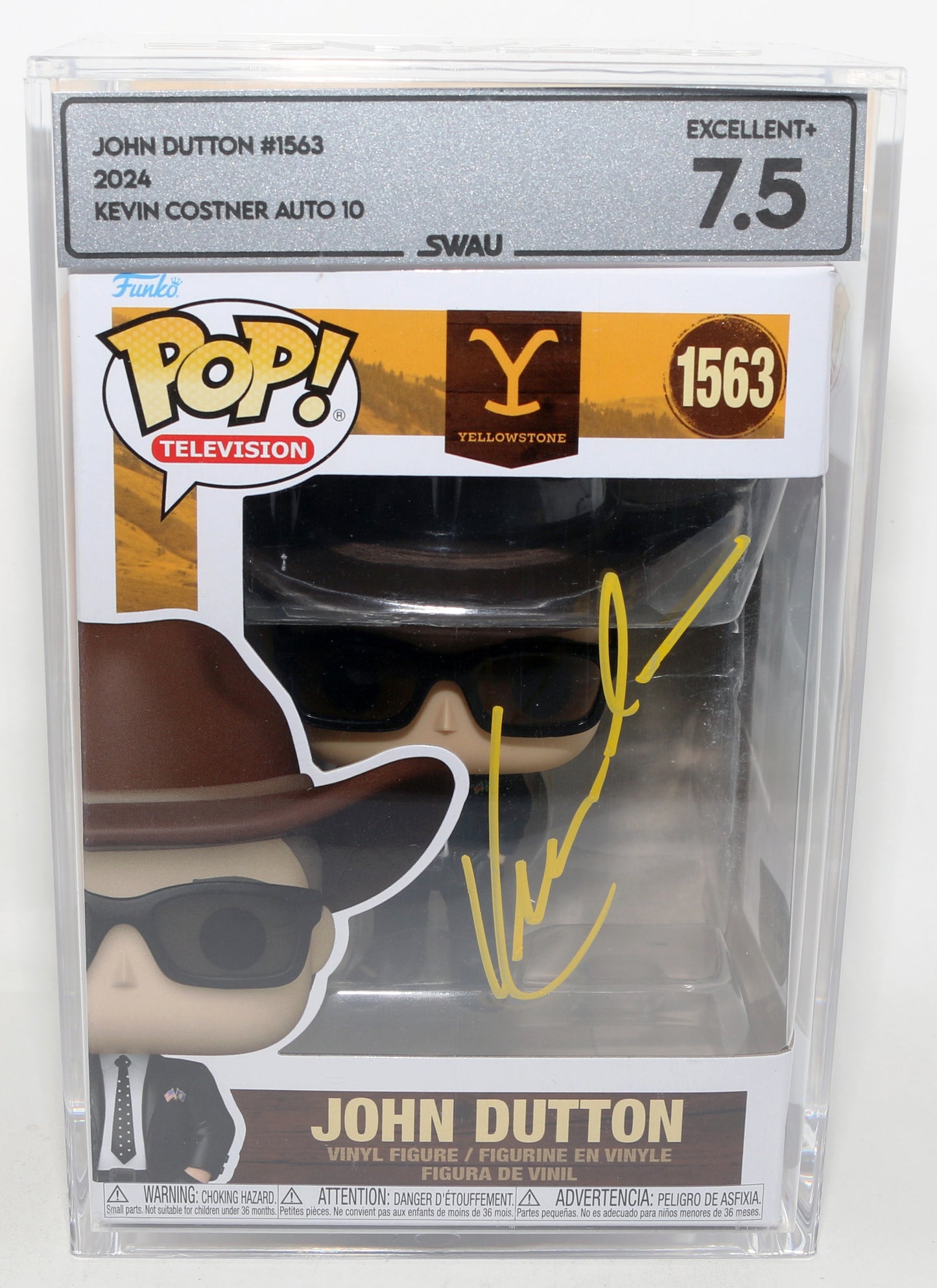 
                  
                    Kevin Costner as John Dutton in Yellowstone (SWAU Encapsulated Grade 7.5 / Auto 10) Signed Funko POP! #1363
                  
                