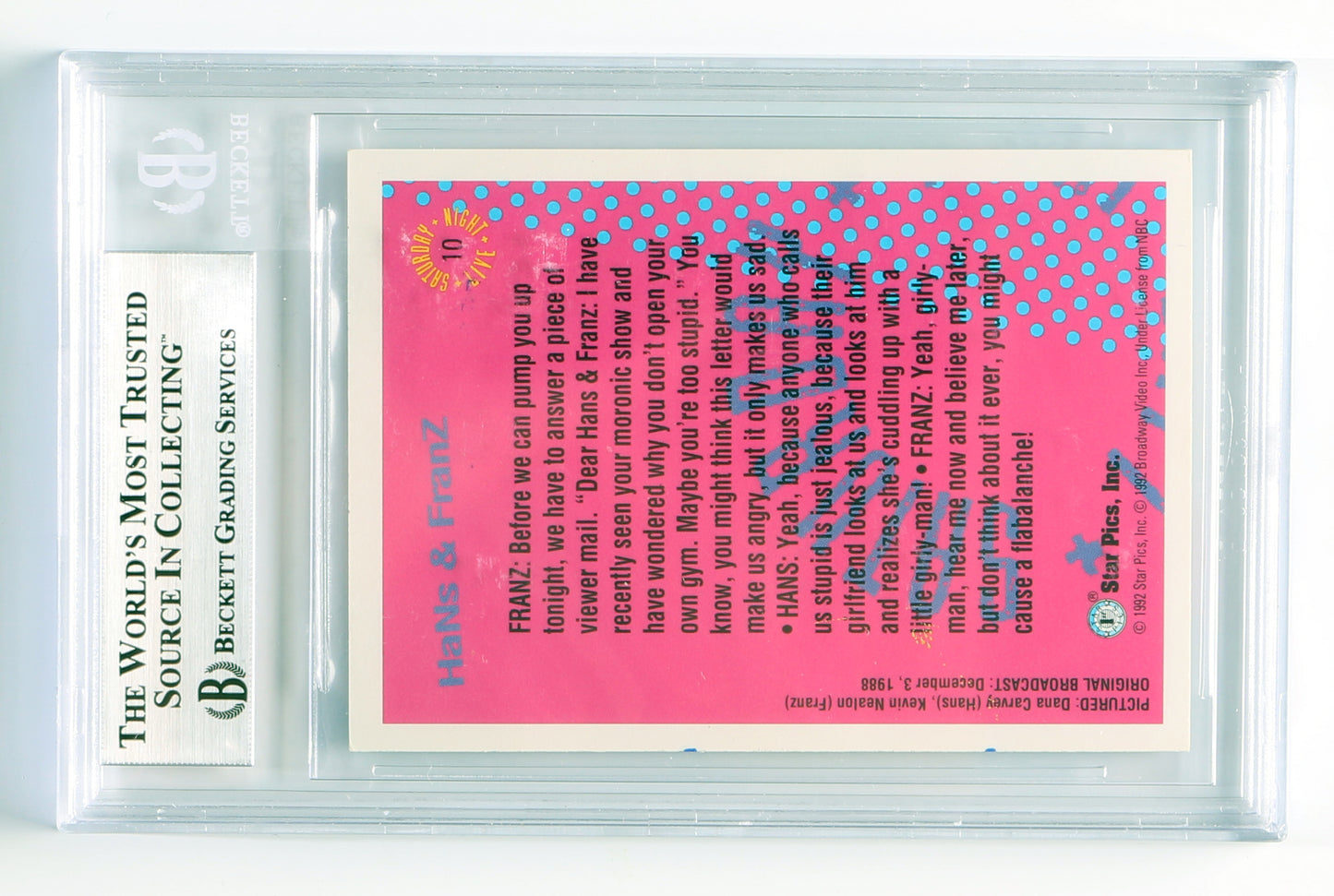 
                  
                    Dana Carvey as Hans & Kevin Nealon as Franz in Saturday Night Live (Beckett Encapsulated) Signed 1992 Trading Card #10
                  
                
