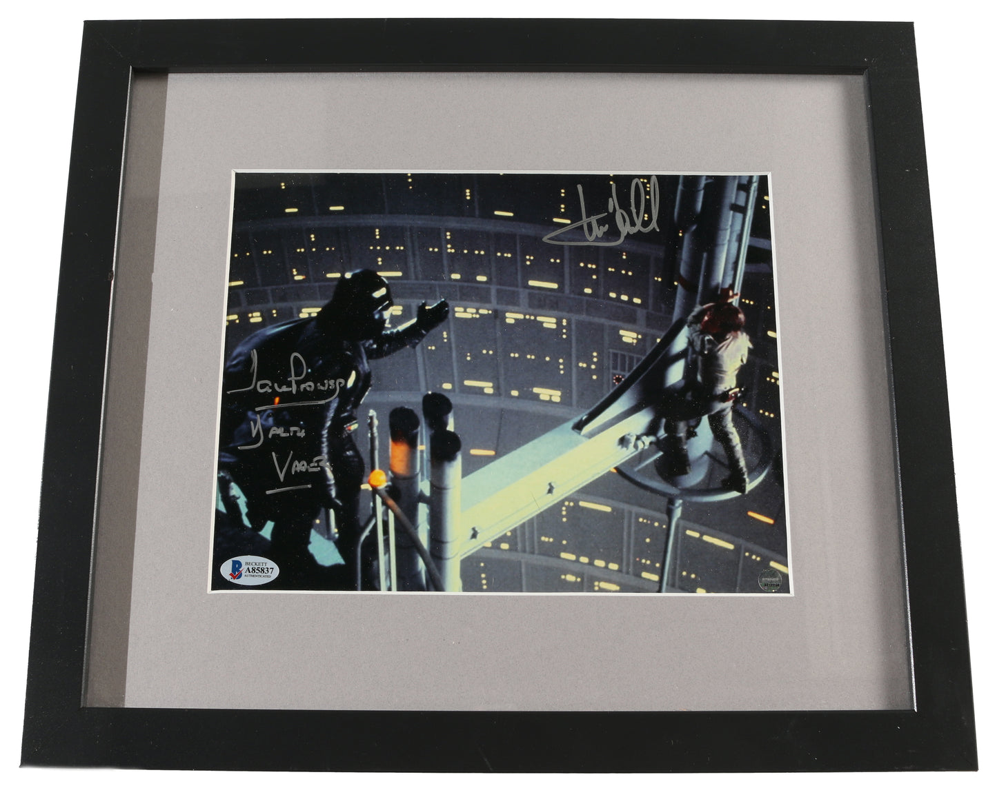 
                  
                    Mark Hamill as Luke Skywalker & Dave Prowse as Darth Vader Lightsaber Duel in Star Wars: The Empire Strikes Back (Beckett / Steiner) Signed Framed 8x10 Photo
                  
                