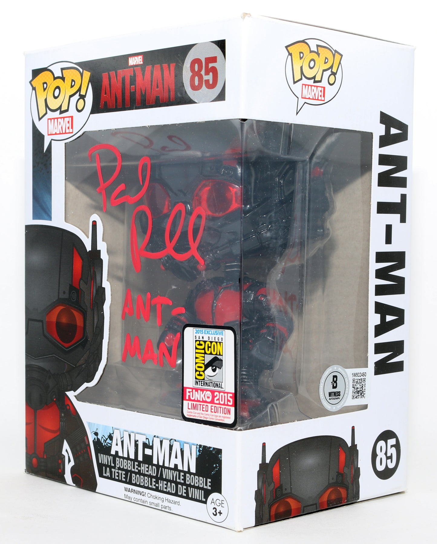 
                  
                    Paul Rudd as Scott Lang / Ant-Man in Ant-Man 2015 SDCC Exclusive (Beckett) Signed Funko POP! #85 with Character Name
                  
                