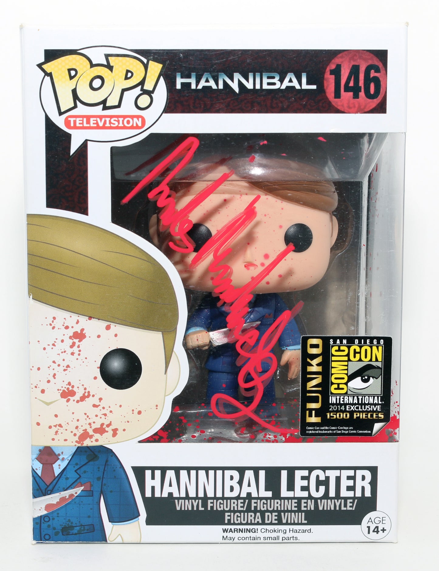 
                  
                    Mads Mikkelsen as Hannibal Lecter in Hannibal 2014 SDCC Exclusive Limited to 1500 Pieces (SWAU) Signed Funko POP! #146
                  
                