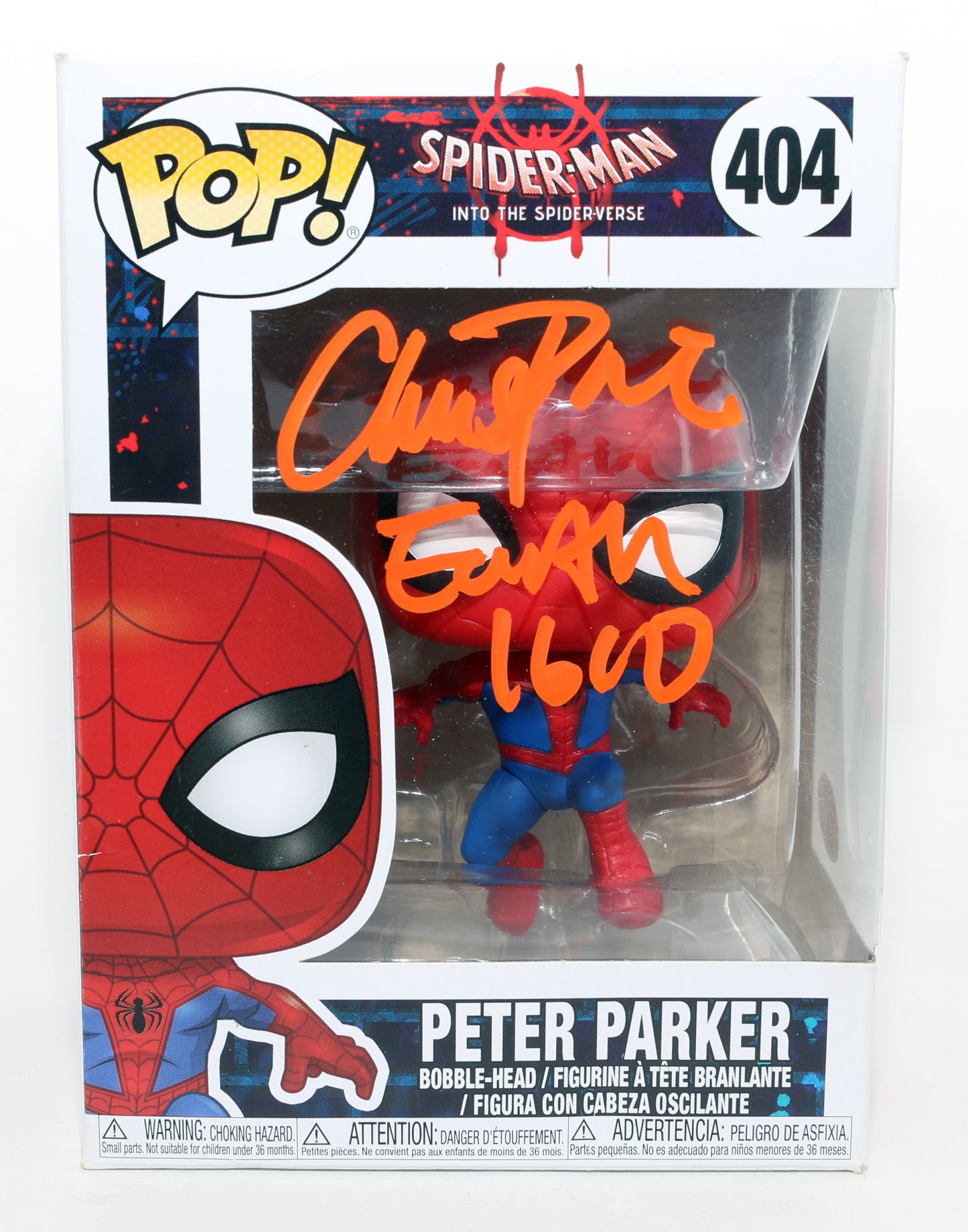
                  
                    Chris Pine as Spider-Man in Spider-Man: Into the Spider Verse (JSA) Signed Funko POP! #404 with Character Name
                  
                