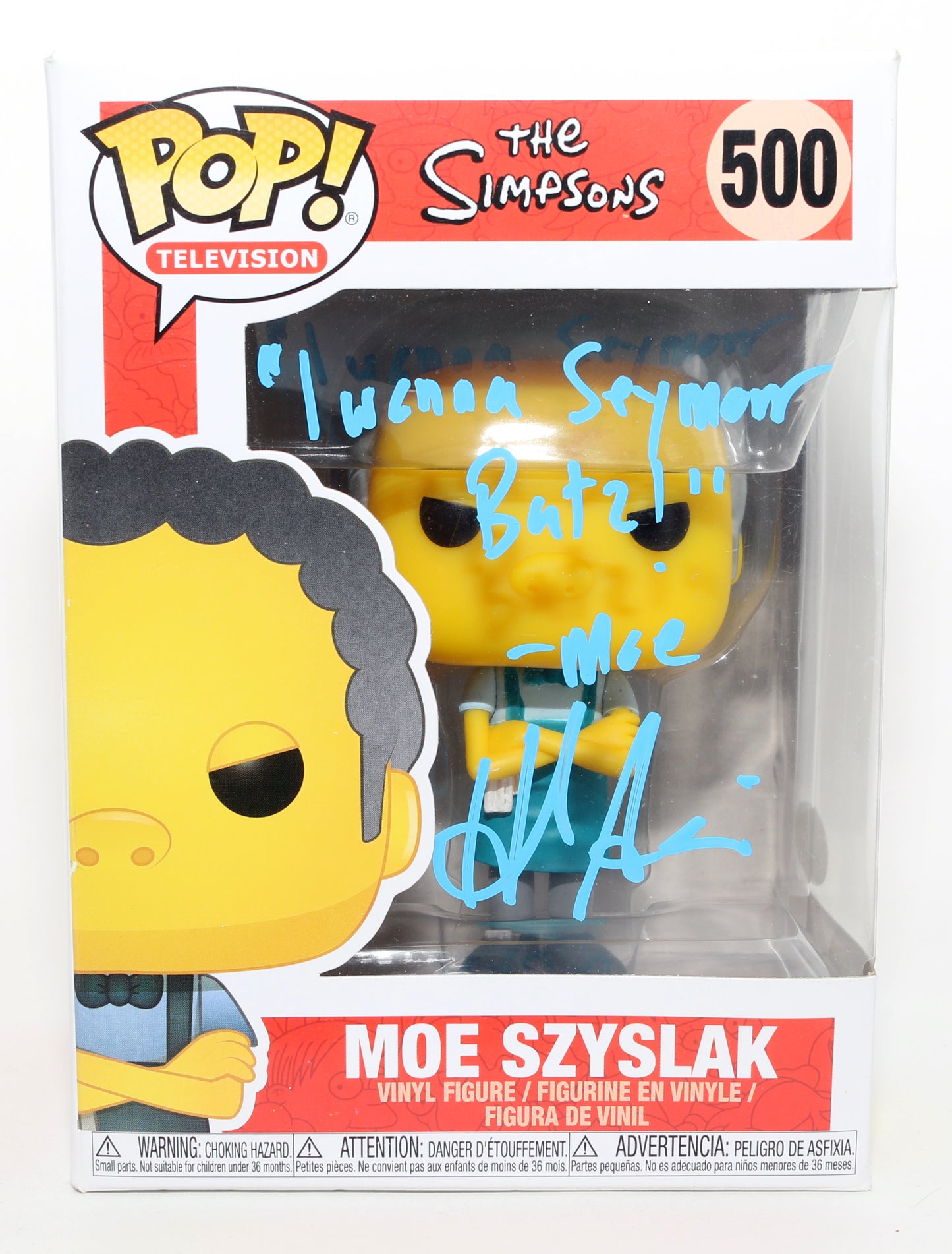 
                  
                    Hank Azaria as Moe Szyslak in The Simpsons (JSA) Signed Funko POP! #500 with Character Name & Quote
                  
                