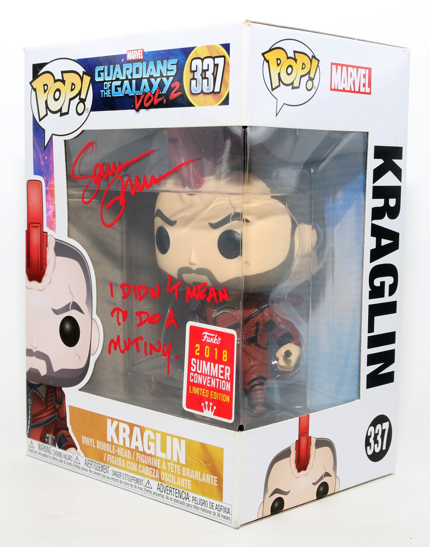 
                  
                    Sean Gunn as Kraglin in Guardians of the Galaxy Vol. 2 2018 Summer Convention Limited Edition Signed Funko POP! #337 with Quote
                  
                