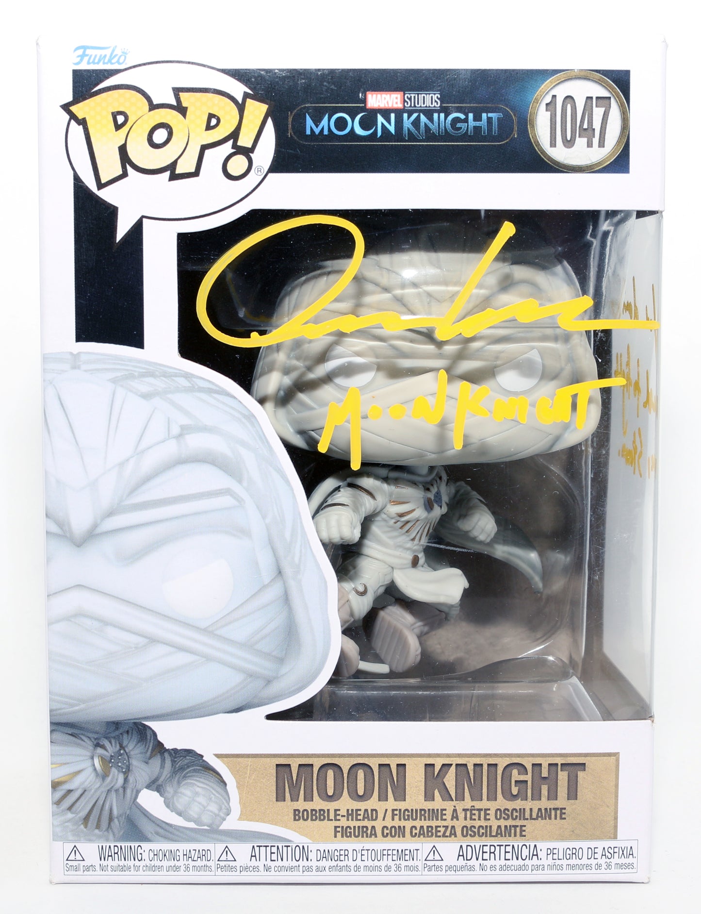 
                  
                    Oscar Isaac as Moon Knight in Moon Knight Signed Funko POP! #1047 with Character Name & Quote
                  
                
