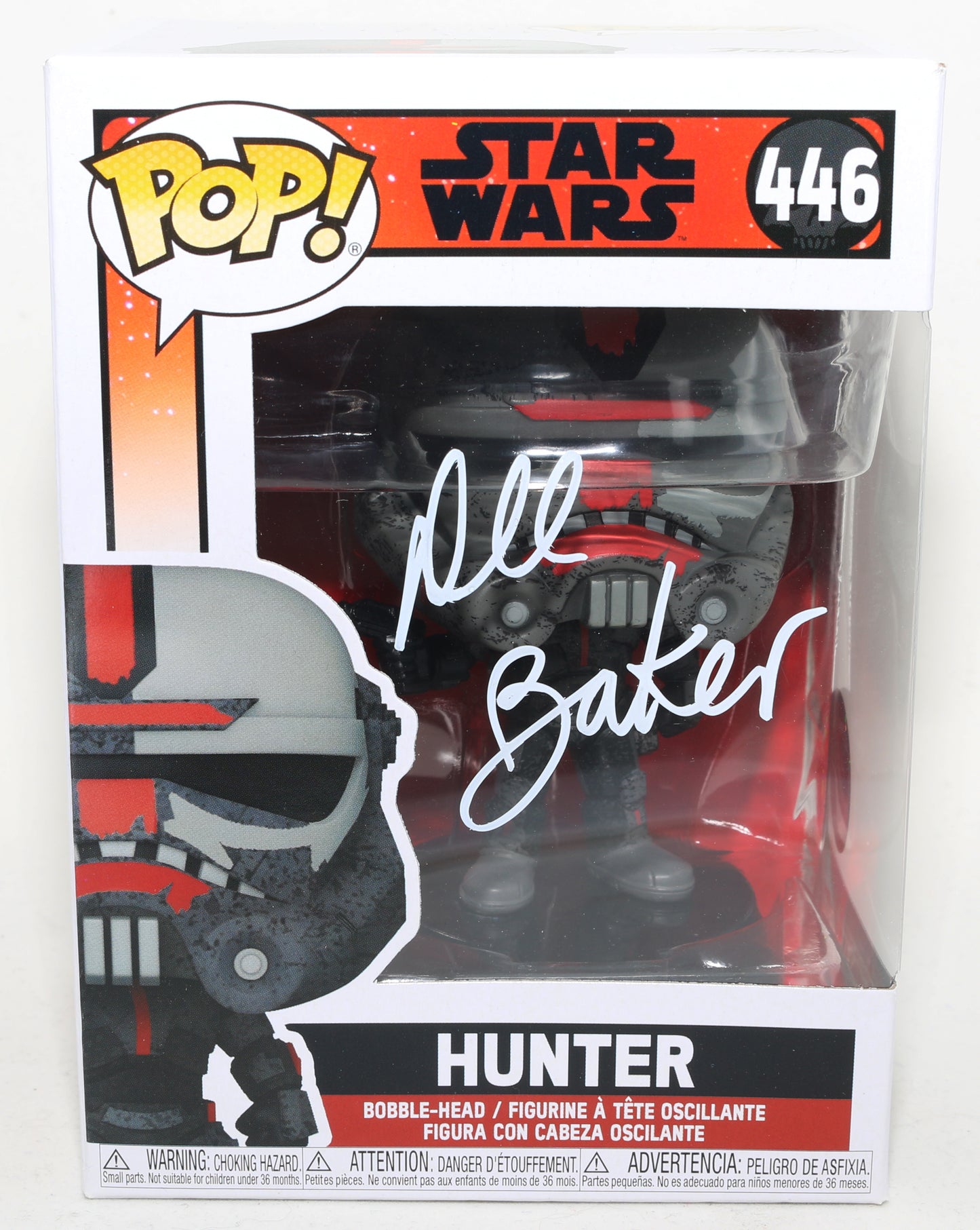 
                  
                    Dee Bradley Baker as Hunter in Star Wars: The Bad Batch (SWAU) Signed Funko POP! #446
                  
                