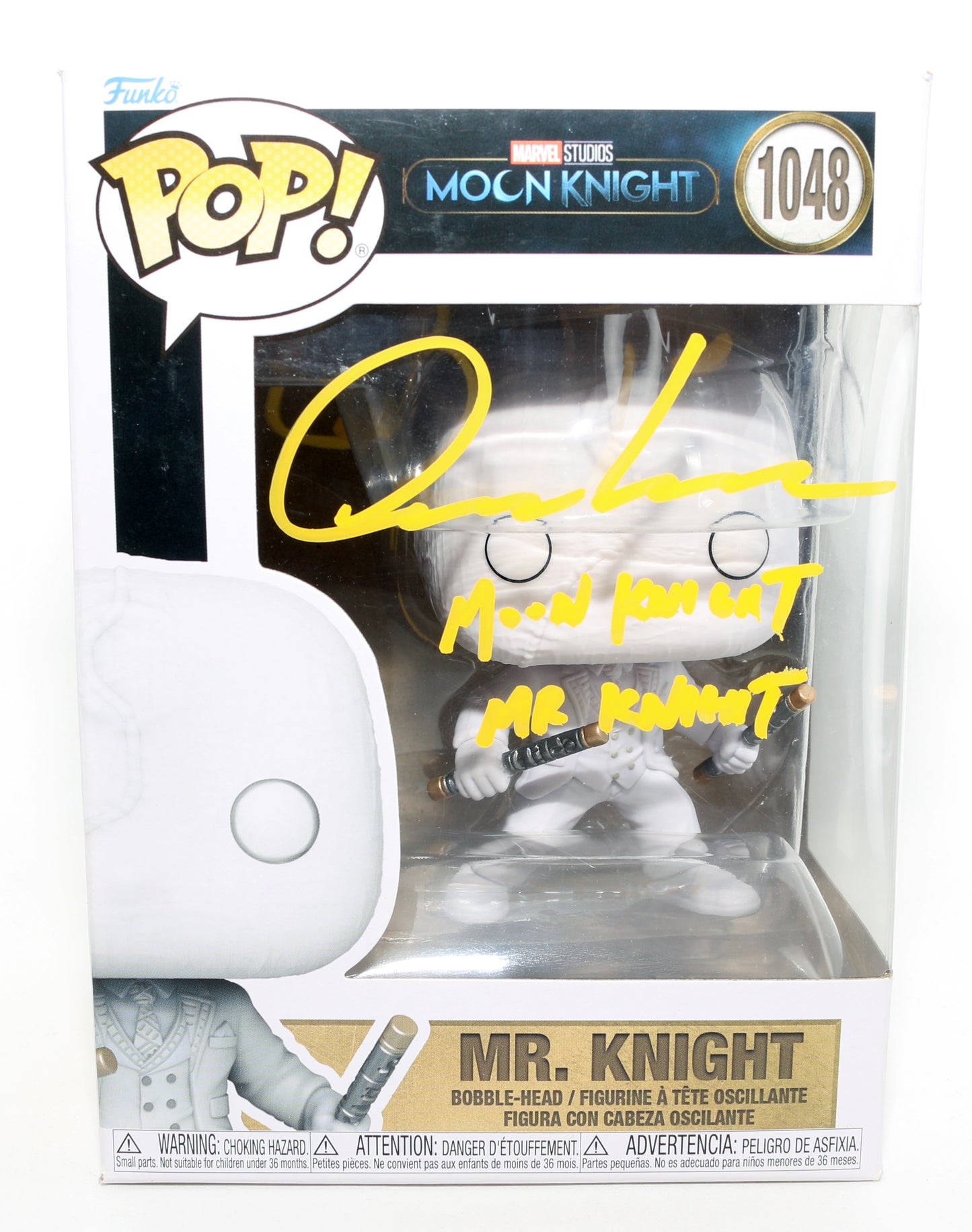 
                  
                    Oscar Isaac as Mr. Knight / Moon Knight in Moon Knight Signed Funko POP! #1048 with Character Names
                  
                