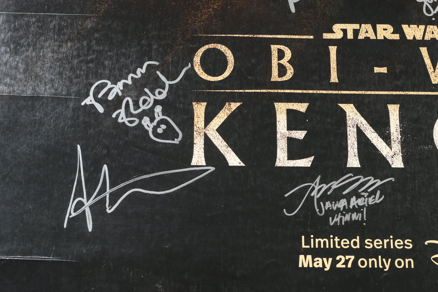 
                  
                    Star Wars: Obi-Wan Kenobi (JSA) 27x40 Poster Cast Signed by Ewan McGregor, Hayden Christensen, Vivien Lyra Blair, Bonnie Piesse, Tom O'Connell, Dmitrious Bistrevsky, Moses Ingram, Zach Braff, Rupert Friend, & Others with Character Names & Quotes
                  
                