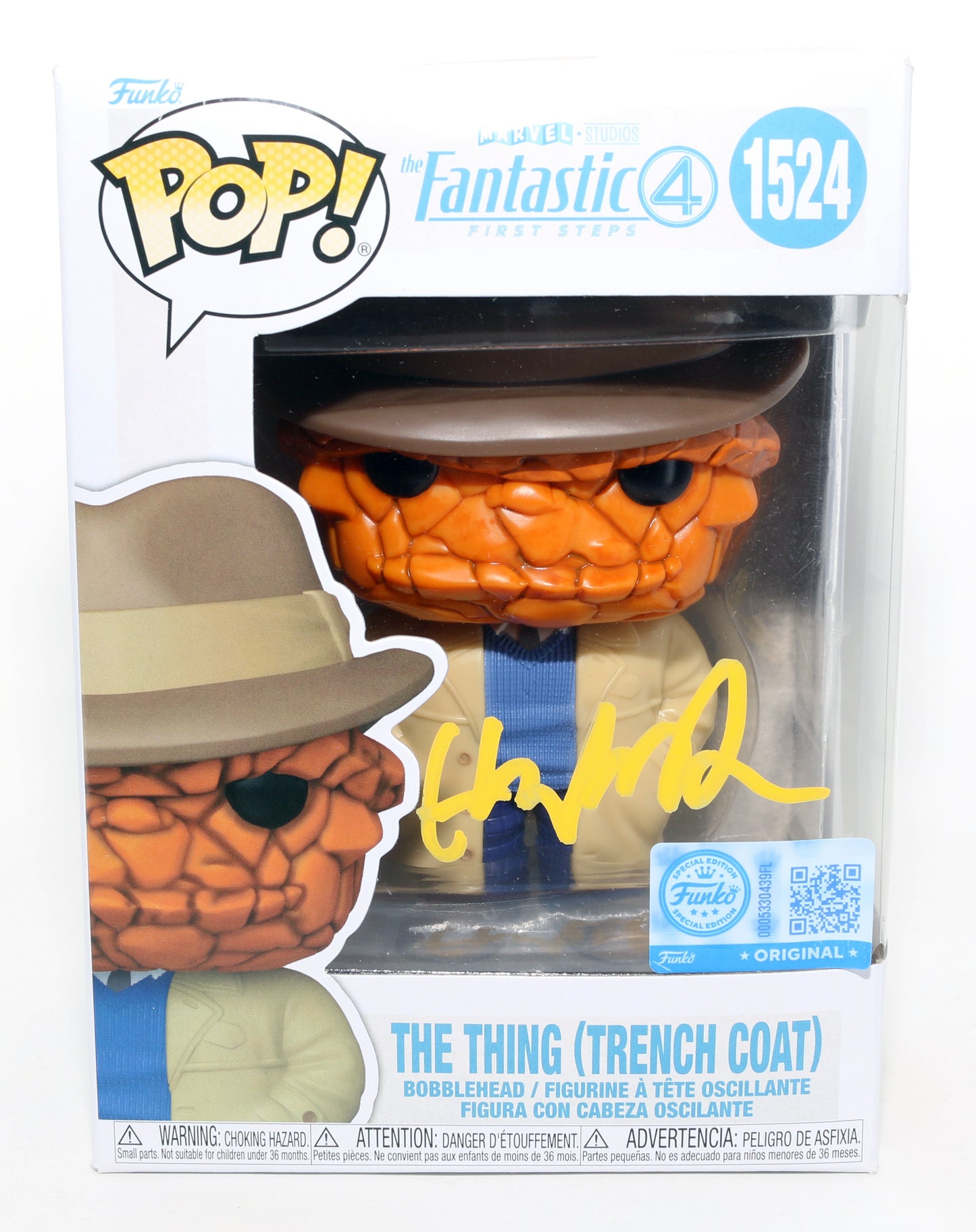 
                  
                    Ebon Moss-Bachrach as Ben Grimm / The Thing [Trench Coat] in The Fantastic Four: First Steps Special Edition Signed Funko POP! #1524
                  
                