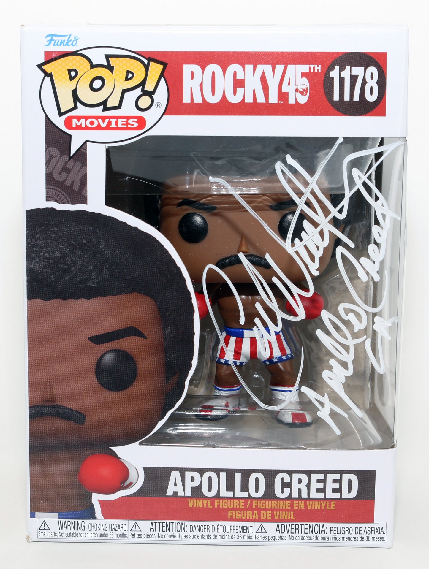 
                  
                    Carl Weathers as Apollo Creed in Rocky (JSA) Signed Funko POP! #1178 with Character Name
                  
                
