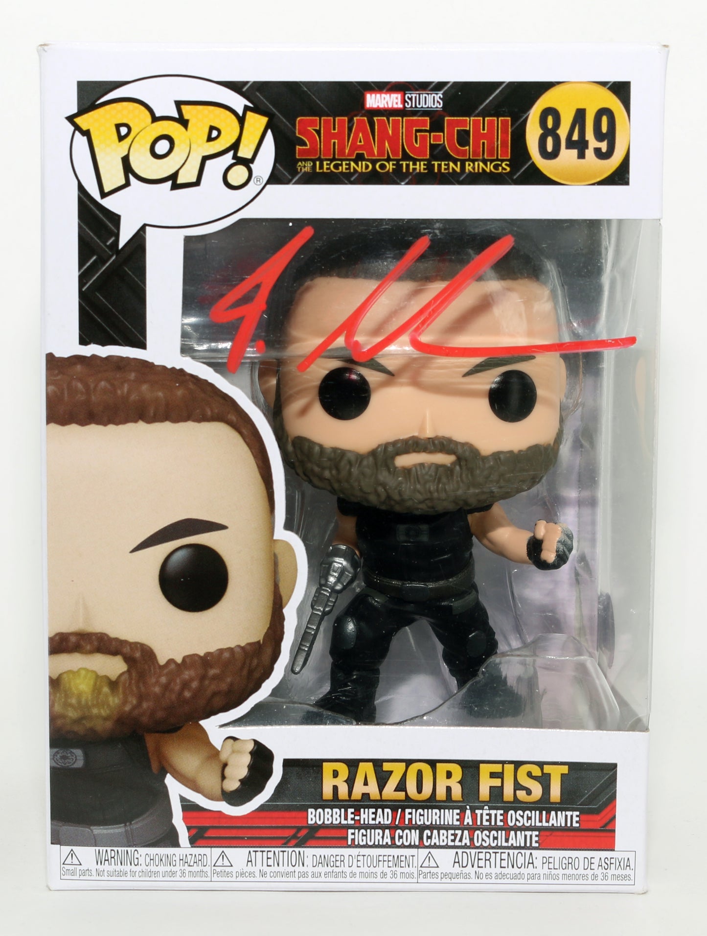 
                  
                    Florian Munteanu as Razor Fist in Shang-Chi & the Legend of the Ten Rings (Beckett) Signed Funko POP! #849
                  
                